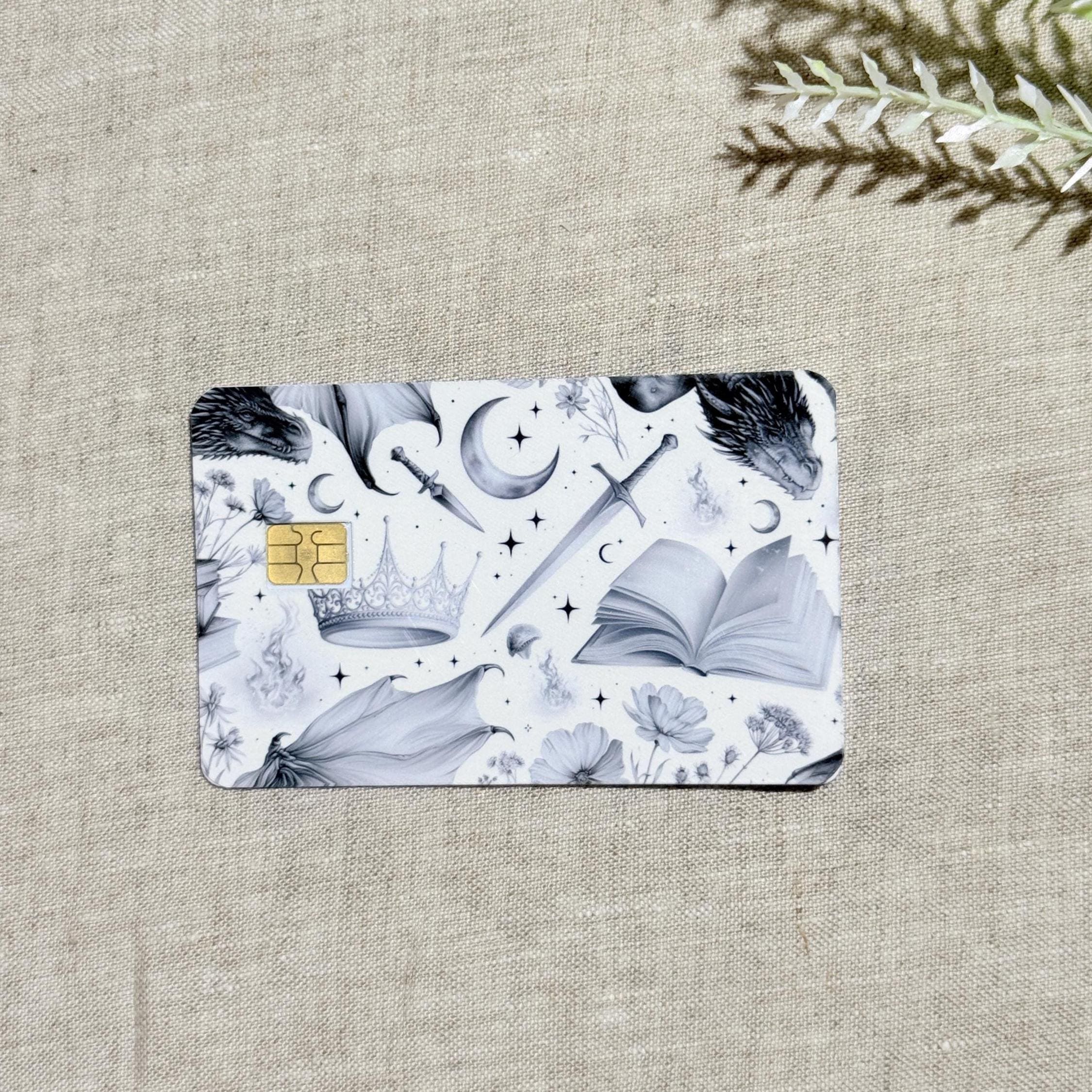 Dragon & Sword Card Skin – Romantasy Crown Moon Debit & Credit Card Sticker by The Sticker Era