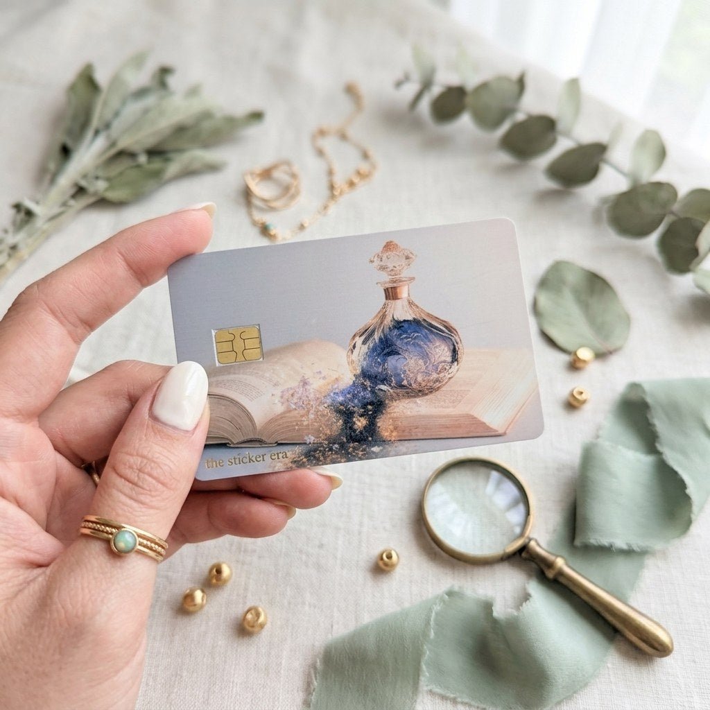 Dream Bottle Card Skin – Soft Blue Perfume Debit & Credit Card Sticker by The Sticker Era