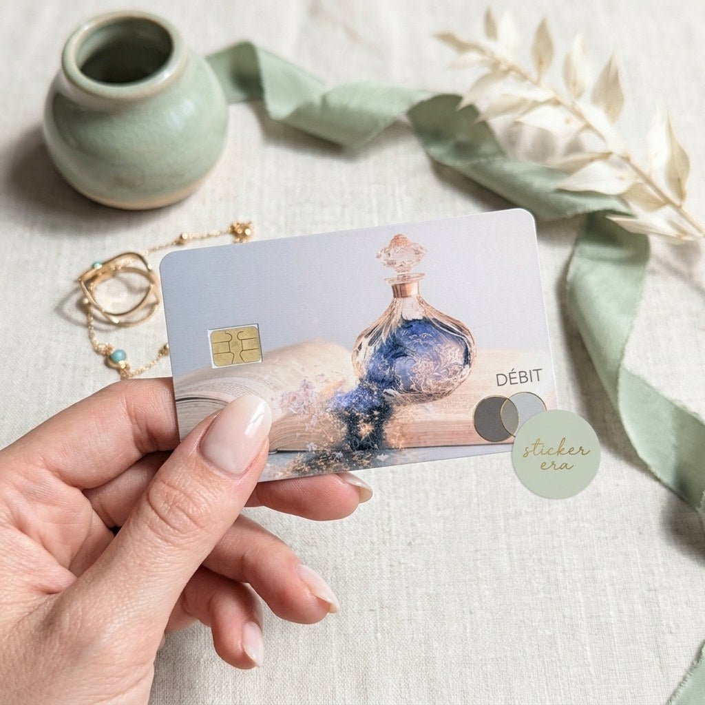 Dream Bottle Card Skin – Soft Blue Perfume Debit & Credit Card Sticker by The Sticker Era