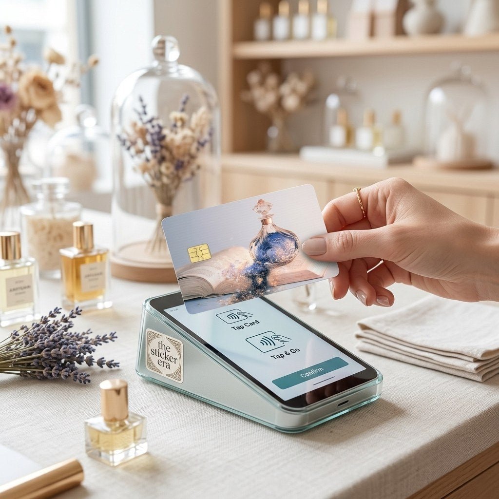 Dream Bottle Card Skin – Soft Blue Perfume Debit & Credit Card Sticker by The Sticker Era