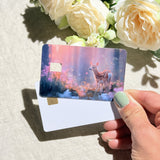 Fawn card skin held beside a blank card showing chip cutout by The Sticker Era