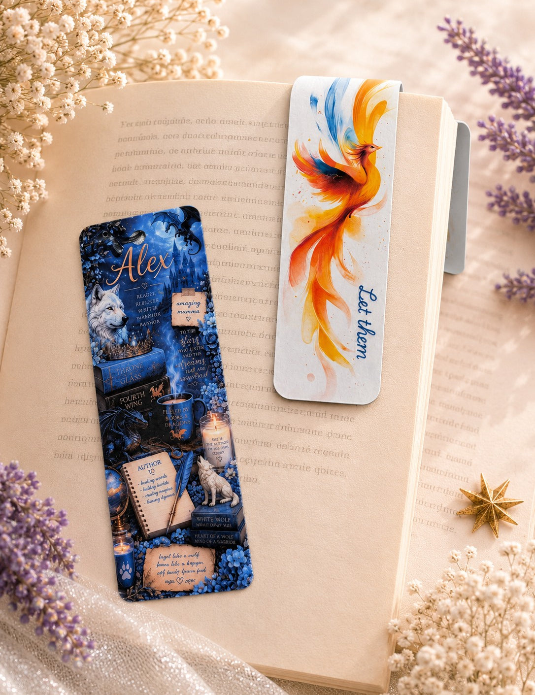 Phoenix magnetic bookmark and personalized fantasy bookmark by The Sticker Era