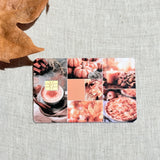 Soft fall photo grid debit card sticker shown flat on linen