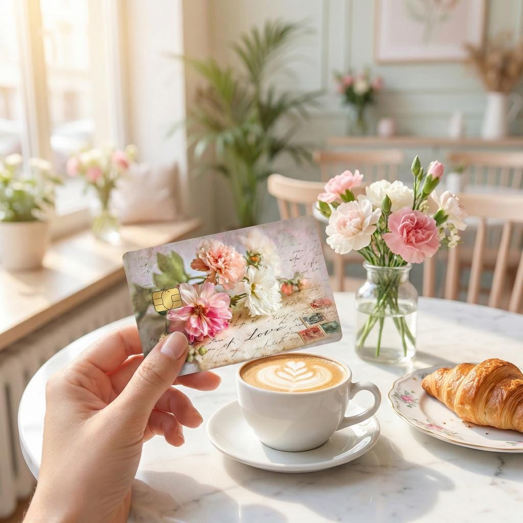 Wildflower wax seal card skin on a debit card by The Sticker Era