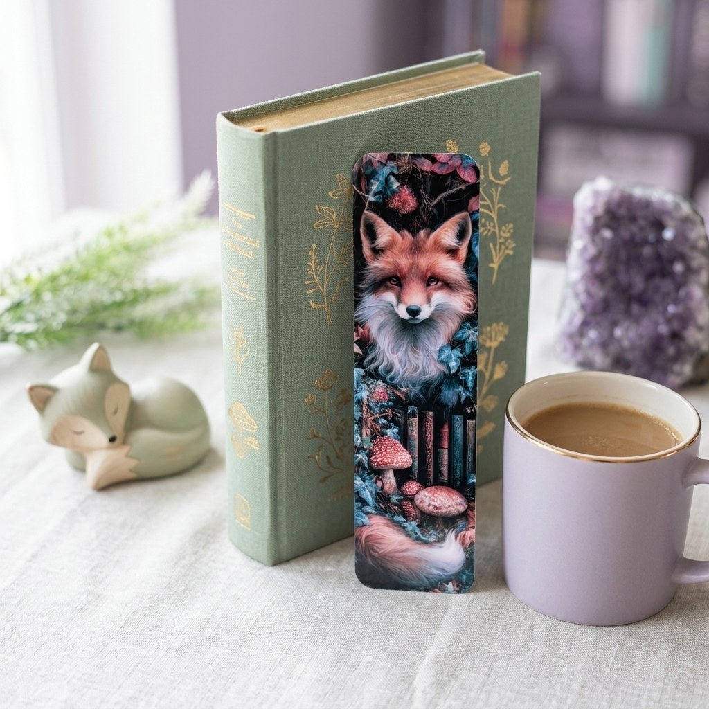 Fox Bookmark – Mushroom Forest Laminated Page Marker by The Sticker Era
