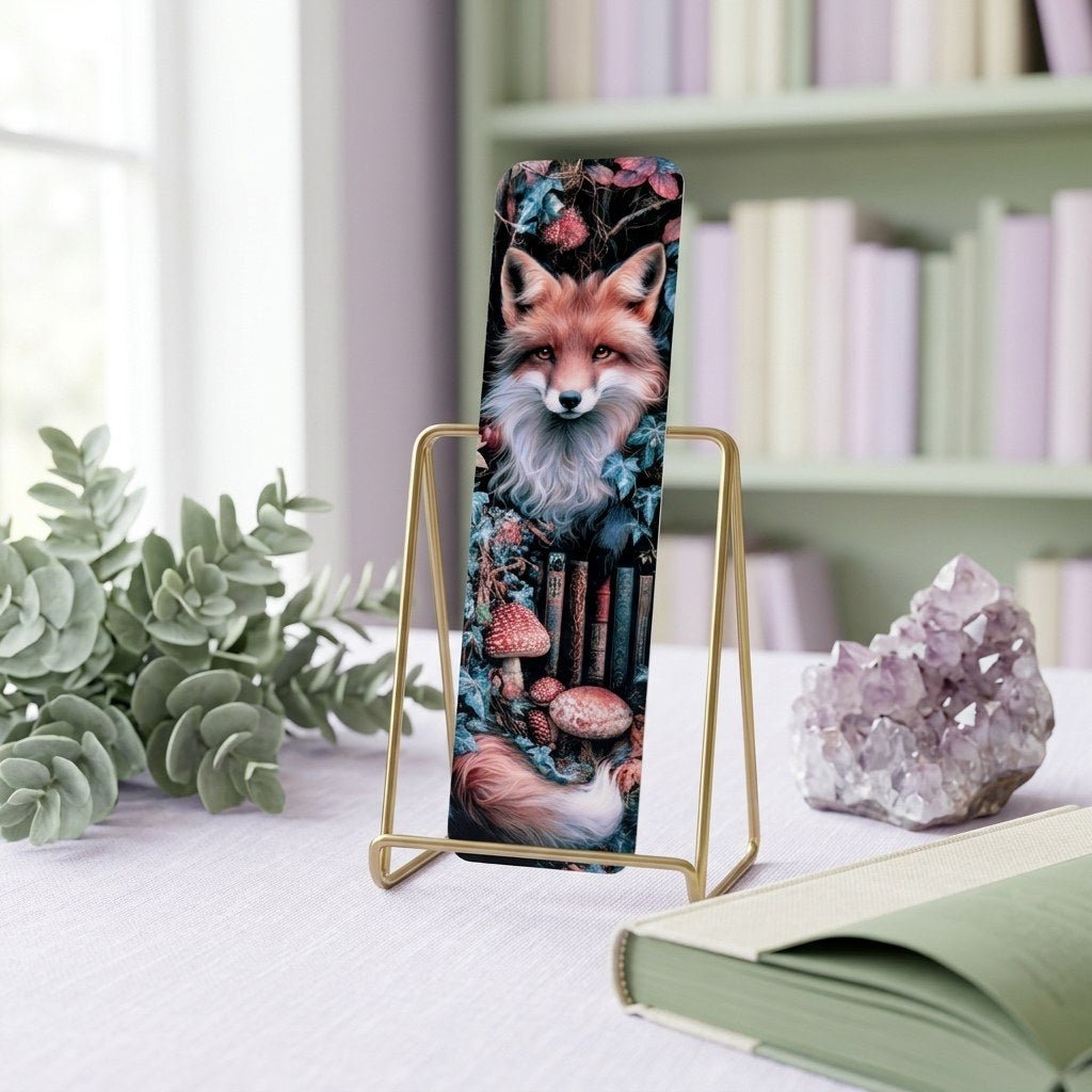 Fox Bookmark – Mushroom Forest Laminated Page Marker by The Sticker Era