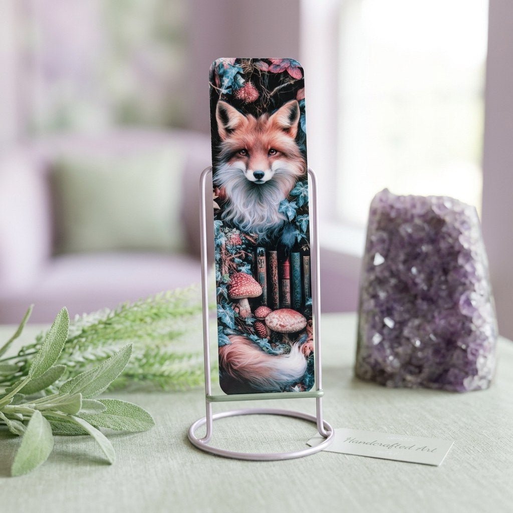 Fox Bookmark – Mushroom Forest Laminated Page Marker by The Sticker Era