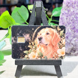 Golden Retriever Card Skin – Moonlit Floral Dog Portrait Debit & Credit Card Sticker by The Sticker Era