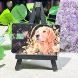 Golden Retriever Card Skin – Moonlit Floral Dog Portrait Debit & Credit Card Sticker by The Sticker Era