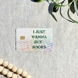 Bookish card skin flat lay on cream linen by The Sticker Era