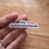 Husband Sticker – Funny Vinyl Decal by The Sticker Era