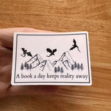 Book a Day Dragon Sticker | Fantasy Reader Vinyl Decal by The Sticker Era