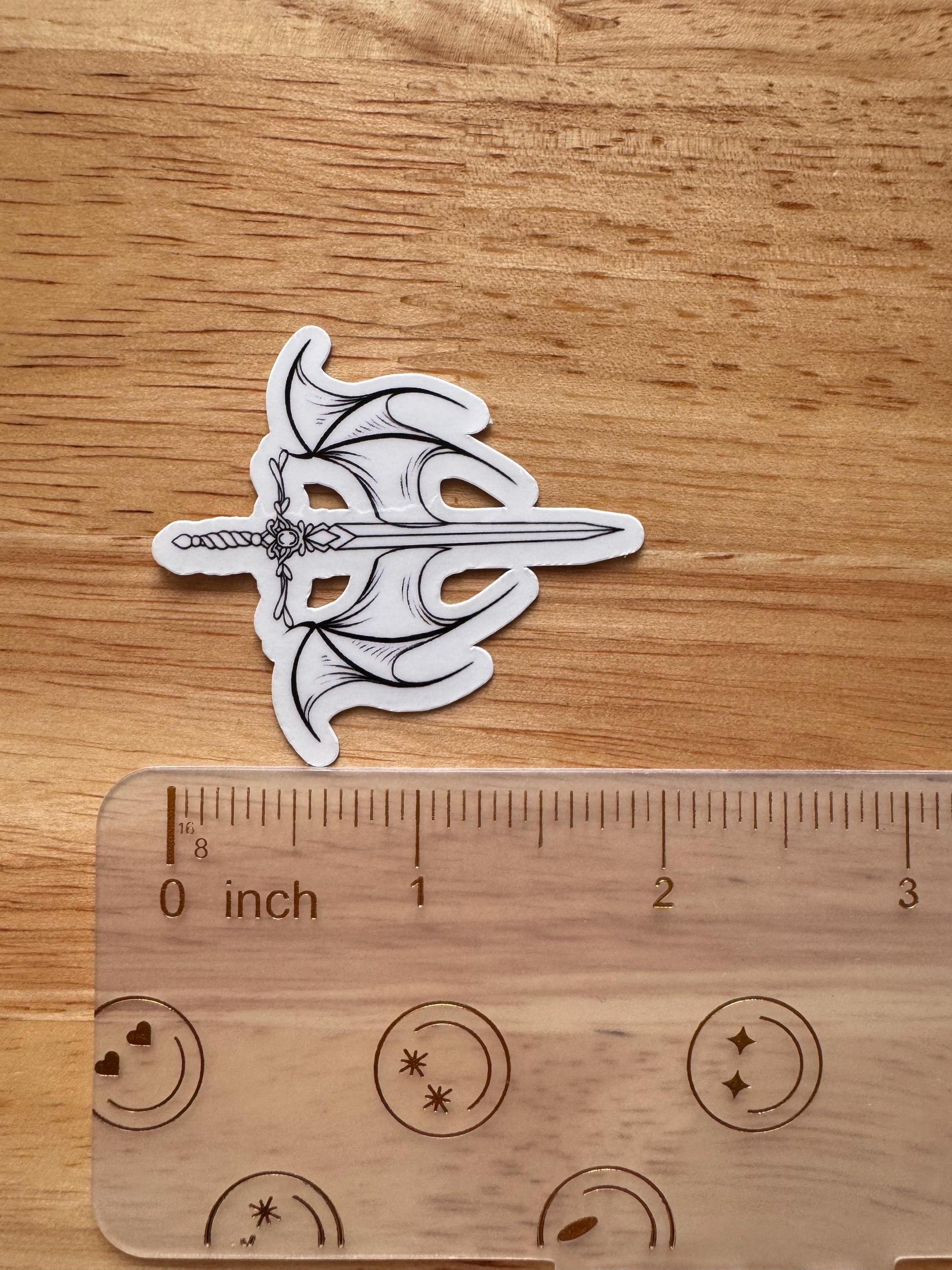 Winged Sword Fantasy Sticker | Romantasy Vinyl Decal for Book Lovers | Celestial Aesthetic Laptop Sticker | Light vs Dark Symbolism Gift | Mystical Bookish Accessory - The Sticker Era