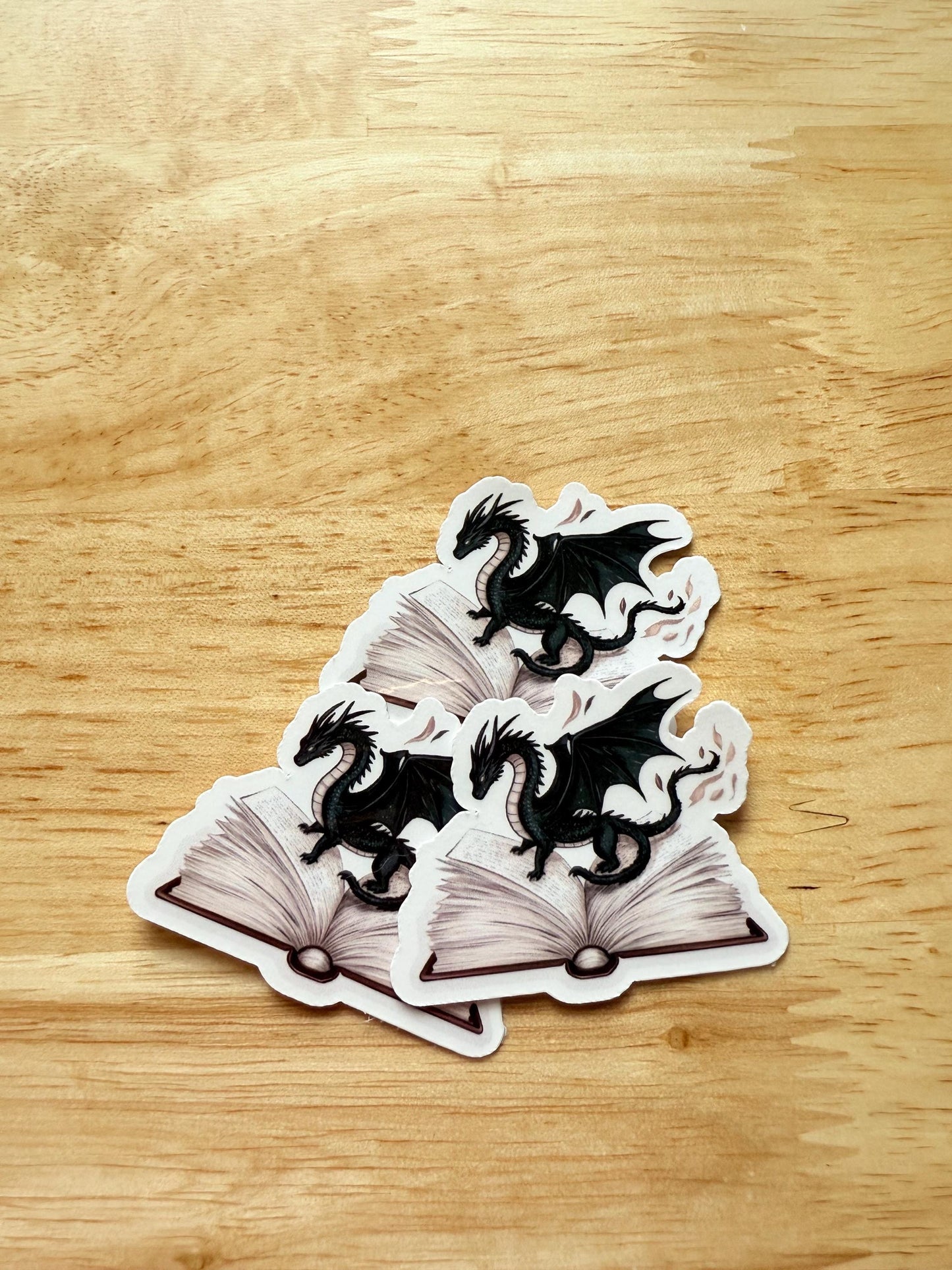 Book Dragon Fantasy Sticker | Trendy Dragon Art Vinyl Decal for Romantasy Fans | Open Book Mythical Creature Laptop Sticker | Book Lover Gift | Storytelling Reader Accessory - The Sticker Era