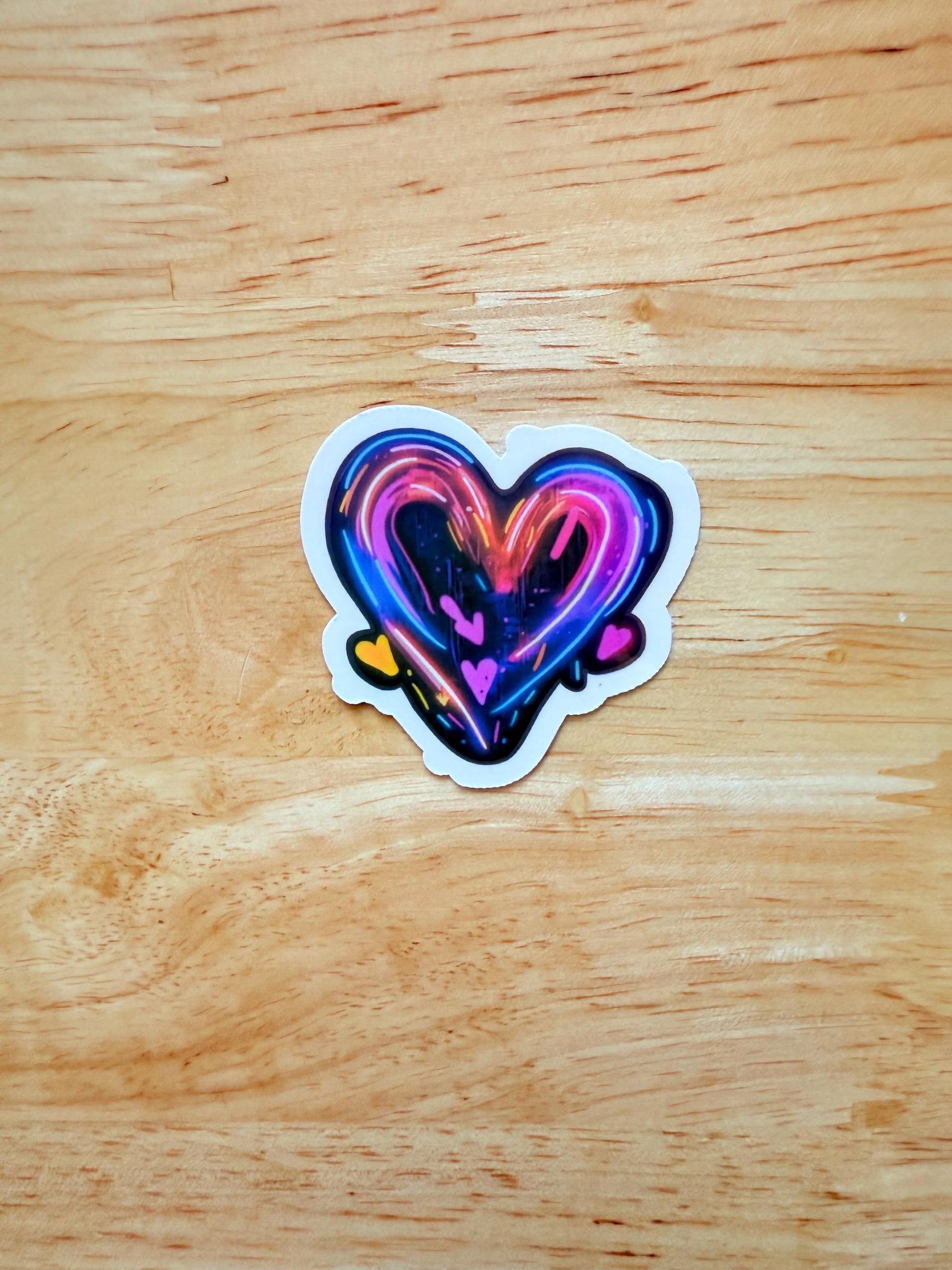 Neon Heart Sticker Decal – Bright Vinyl Sticker for Journals, Laptops & Planners - The Sticker Era