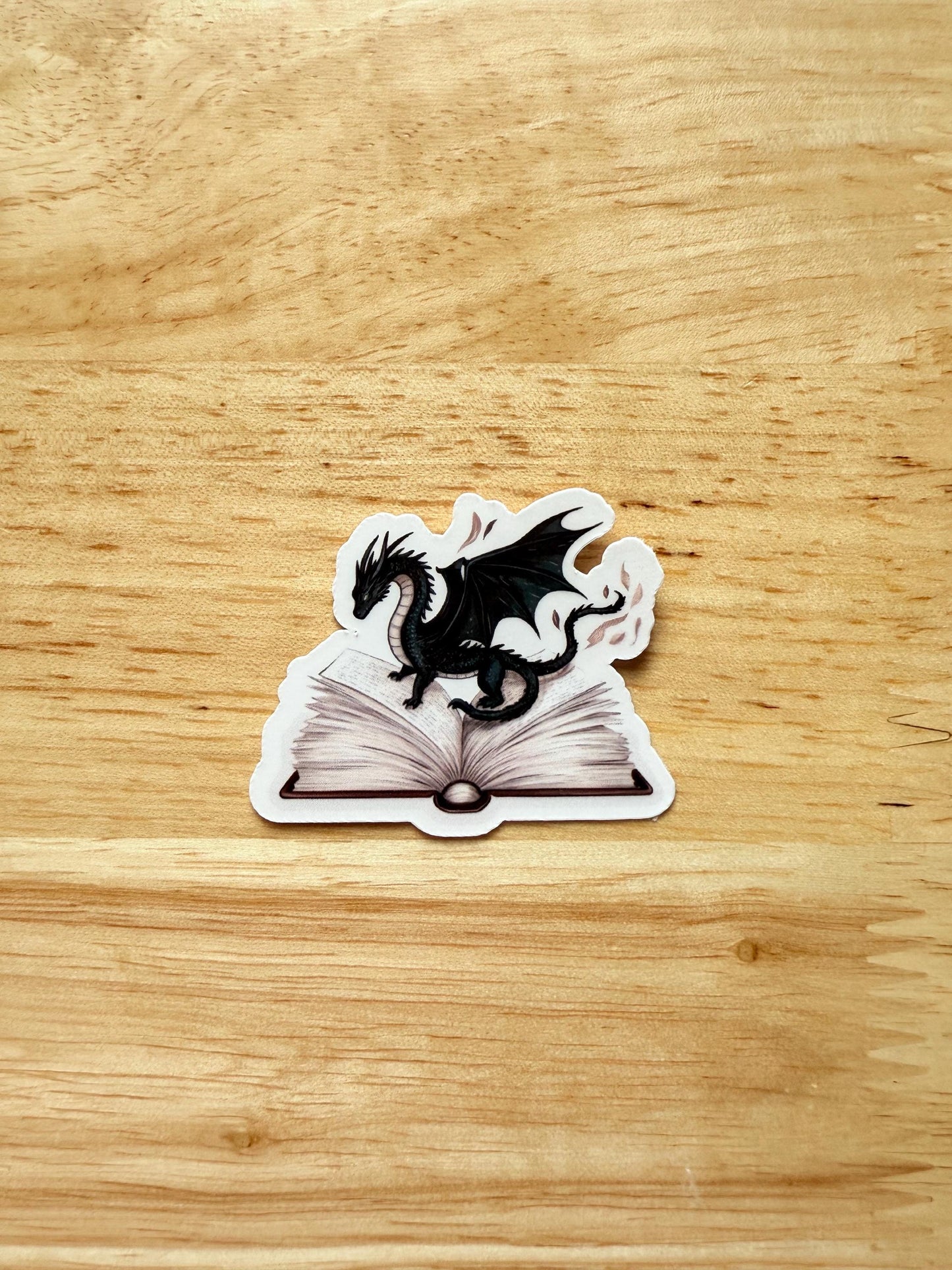 Book Dragon Fantasy Sticker | Trendy Dragon Art Vinyl Decal for Romantasy Fans | Open Book Mythical Creature Laptop Sticker | Book Lover Gift | Storytelling Reader Accessory - The Sticker Era