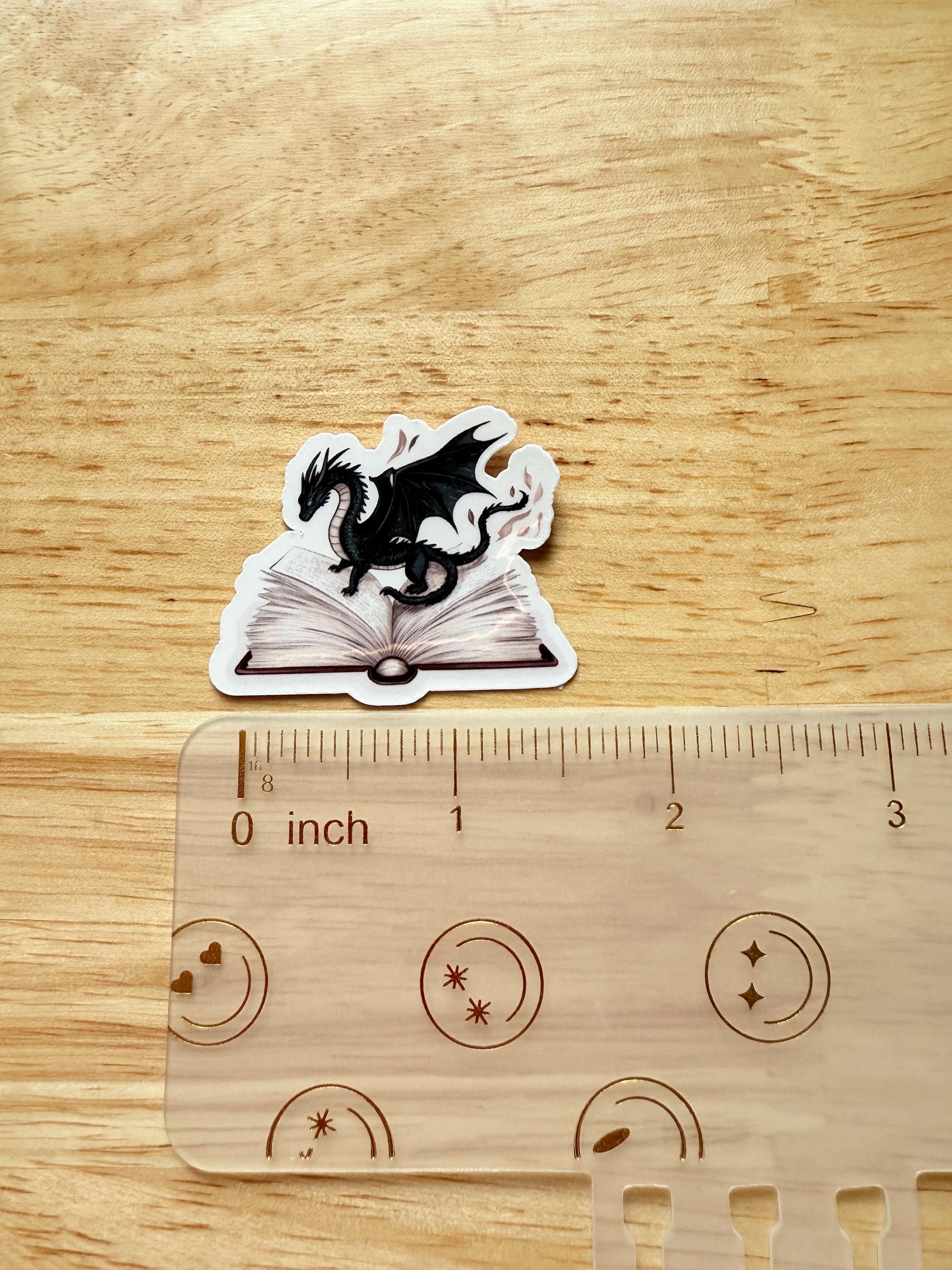 Book Dragon Fantasy Sticker | Trendy Dragon Art Vinyl Decal for Romantasy Fans | Open Book Mythical Creature Laptop Sticker | Book Lover Gift | Storytelling Reader Accessory - The Sticker Era
