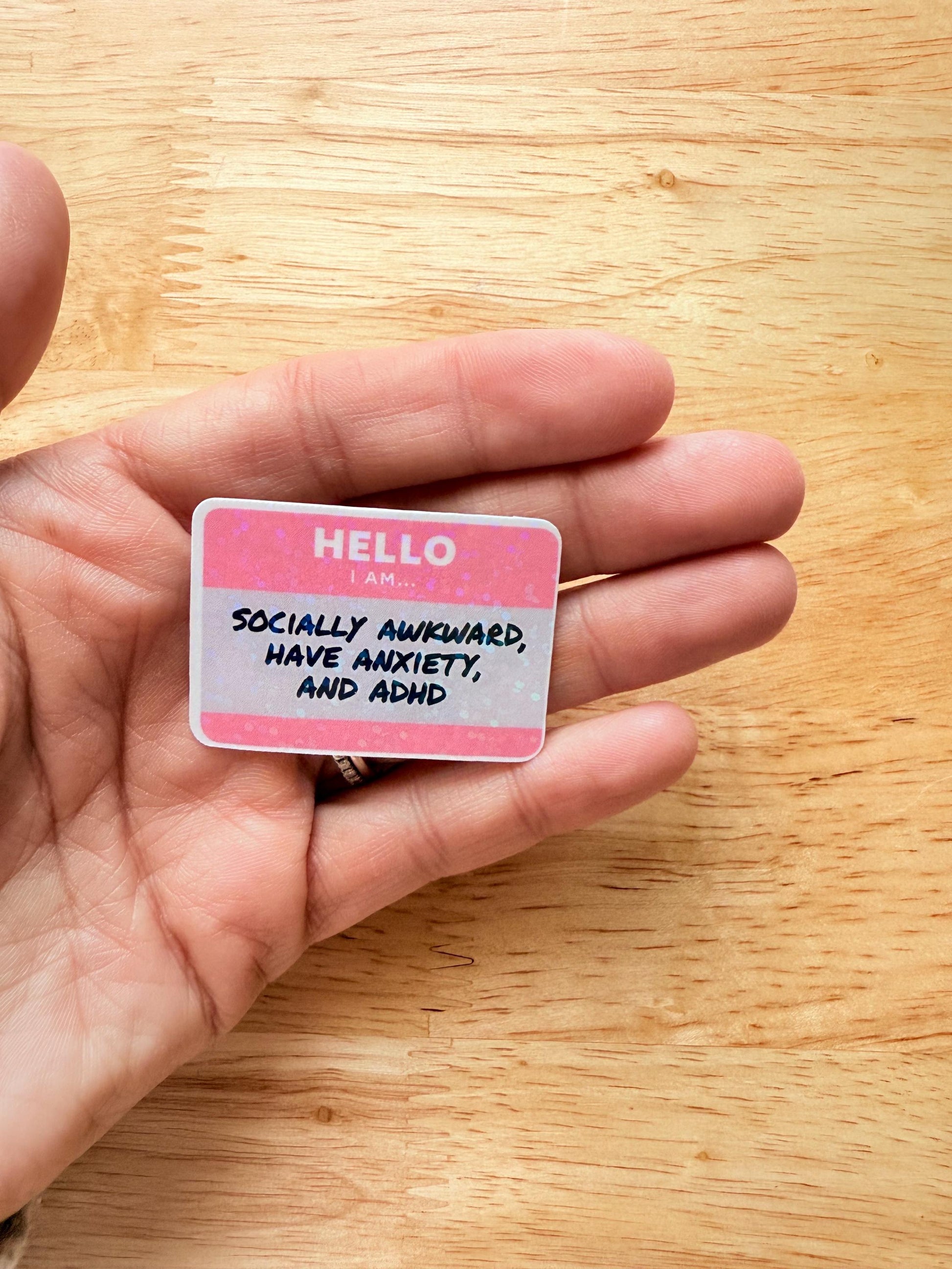 Socially Awkward Sticker – Funny ADHD & Anxiety Vinyl Decal for Journals, Laptops | Neurodivergent Babes - The Sticker Era