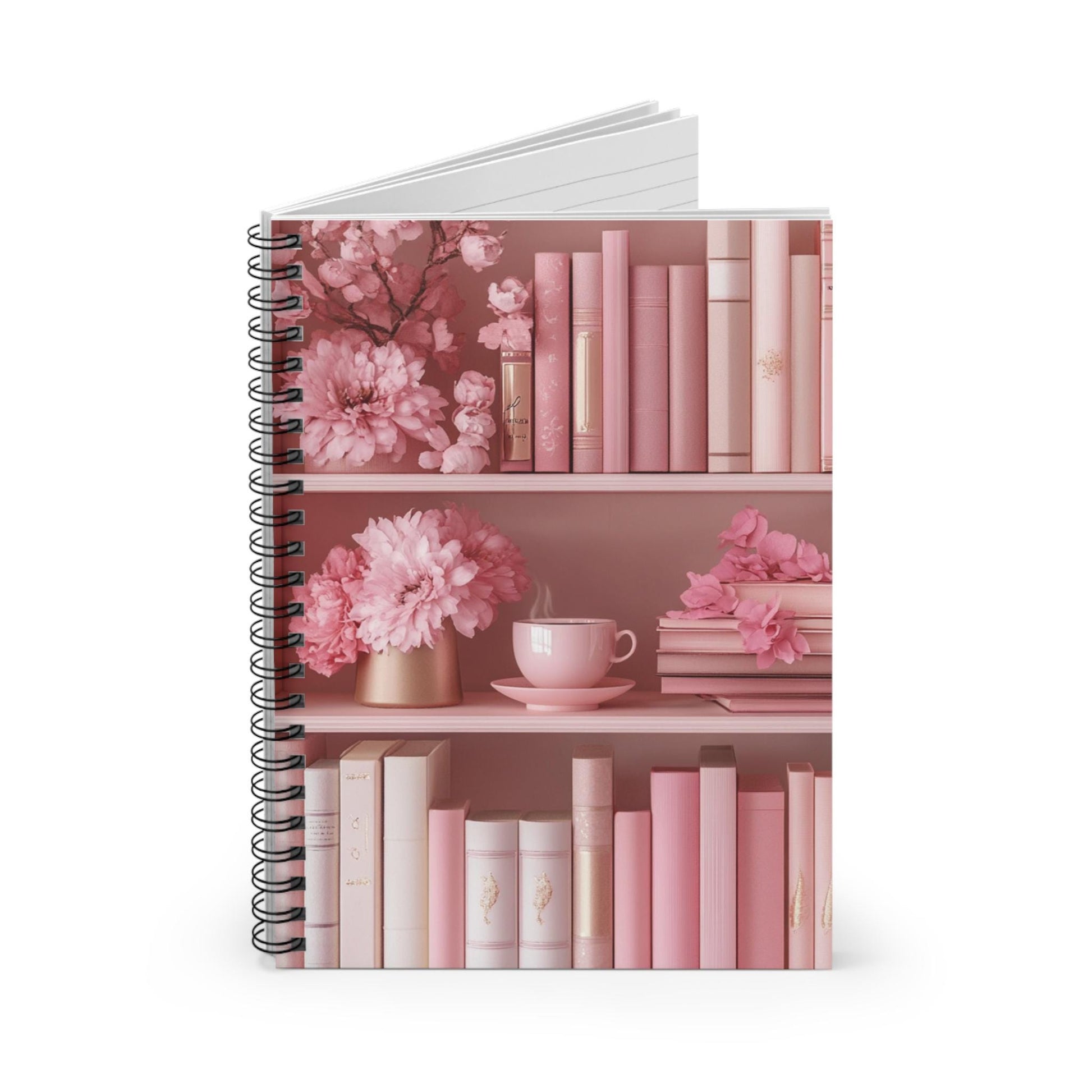 Blush Aesthetic Spiral Notebook | Floral Design, Cute Journal, Gift for Students, Reading Lover's Notebook, Office Supplies - The Sticker Era