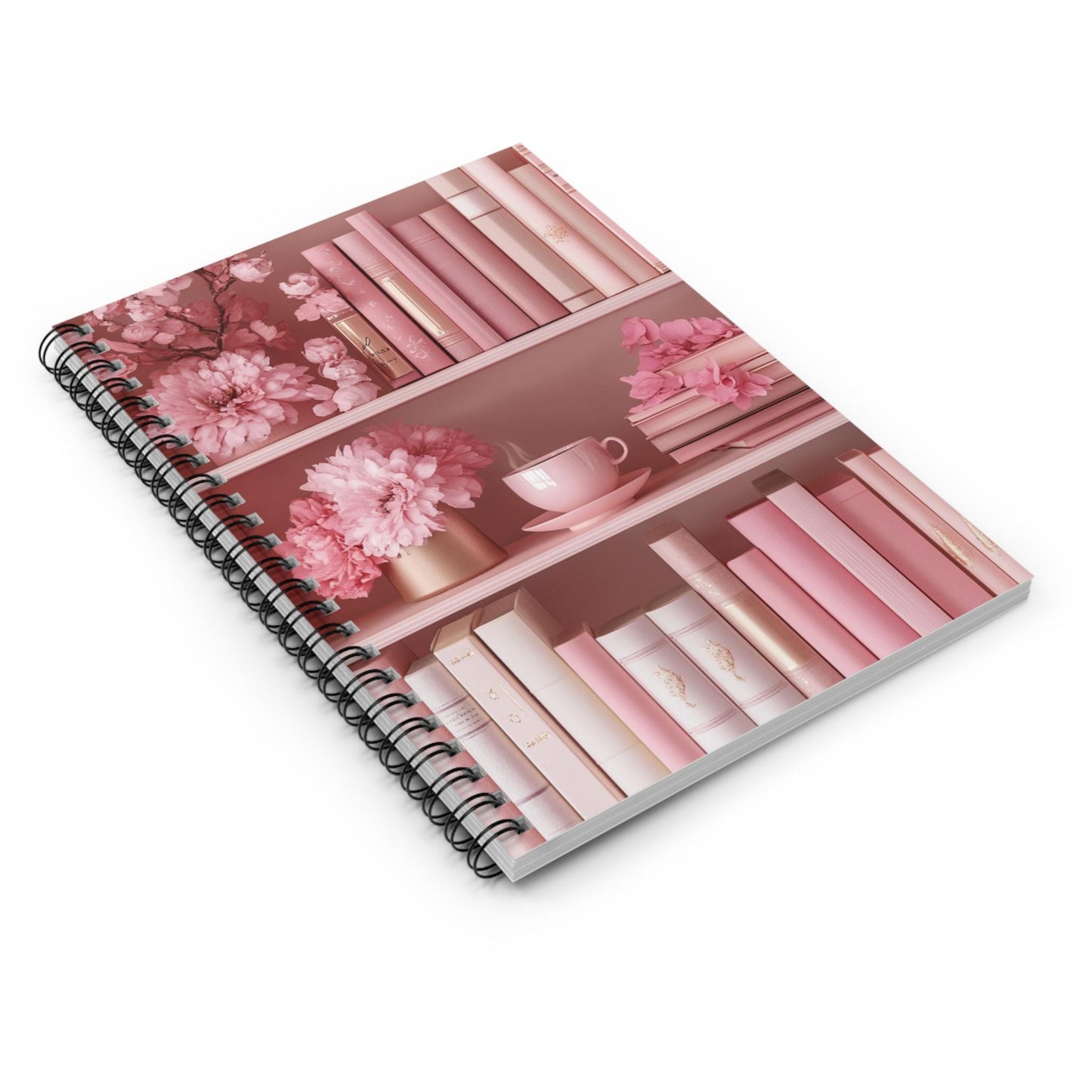 Blush Aesthetic Spiral Notebook | Floral Design, Cute Journal, Gift for Students, Reading Lover's Notebook, Office Supplies - The Sticker Era
