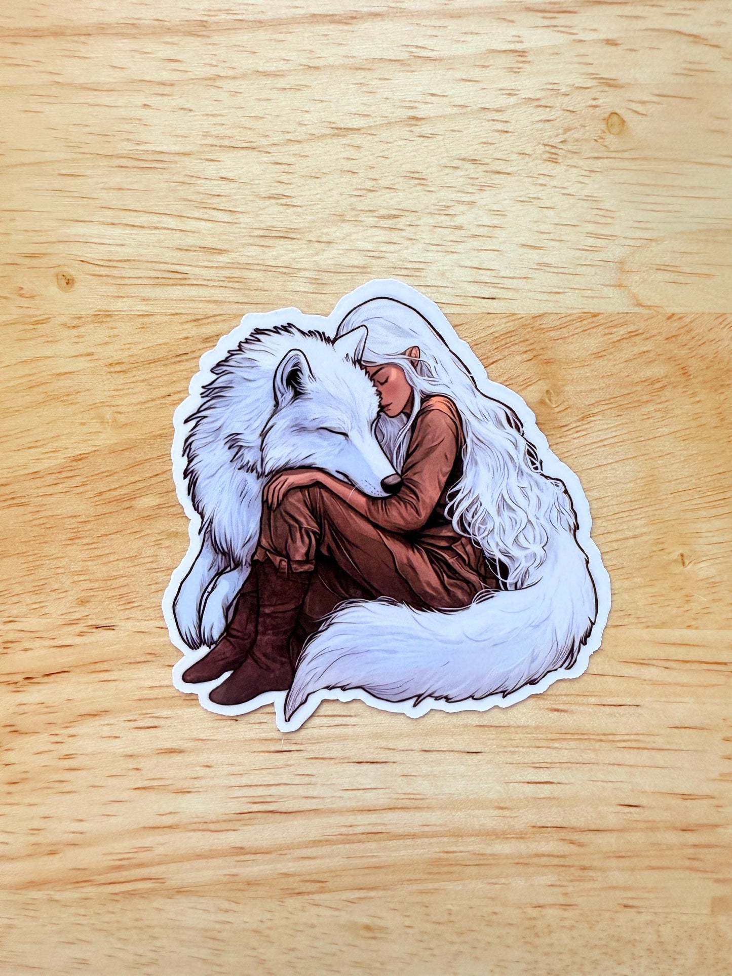 Throne of Glass white wolf vinyl sticker rustic display by The Sticker Era
