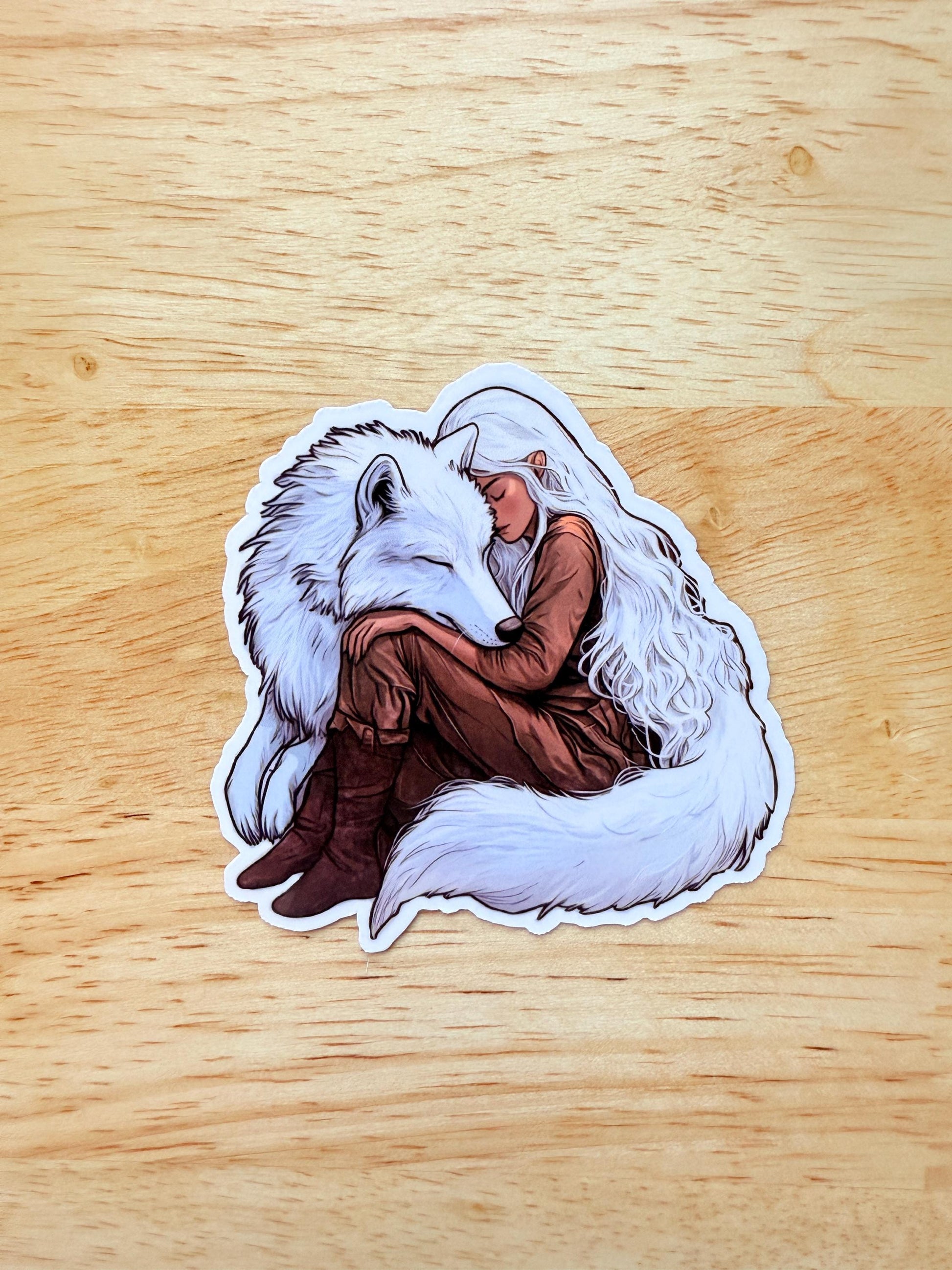 Throne of Glass white wolf vinyl sticker rustic display by The Sticker Era

