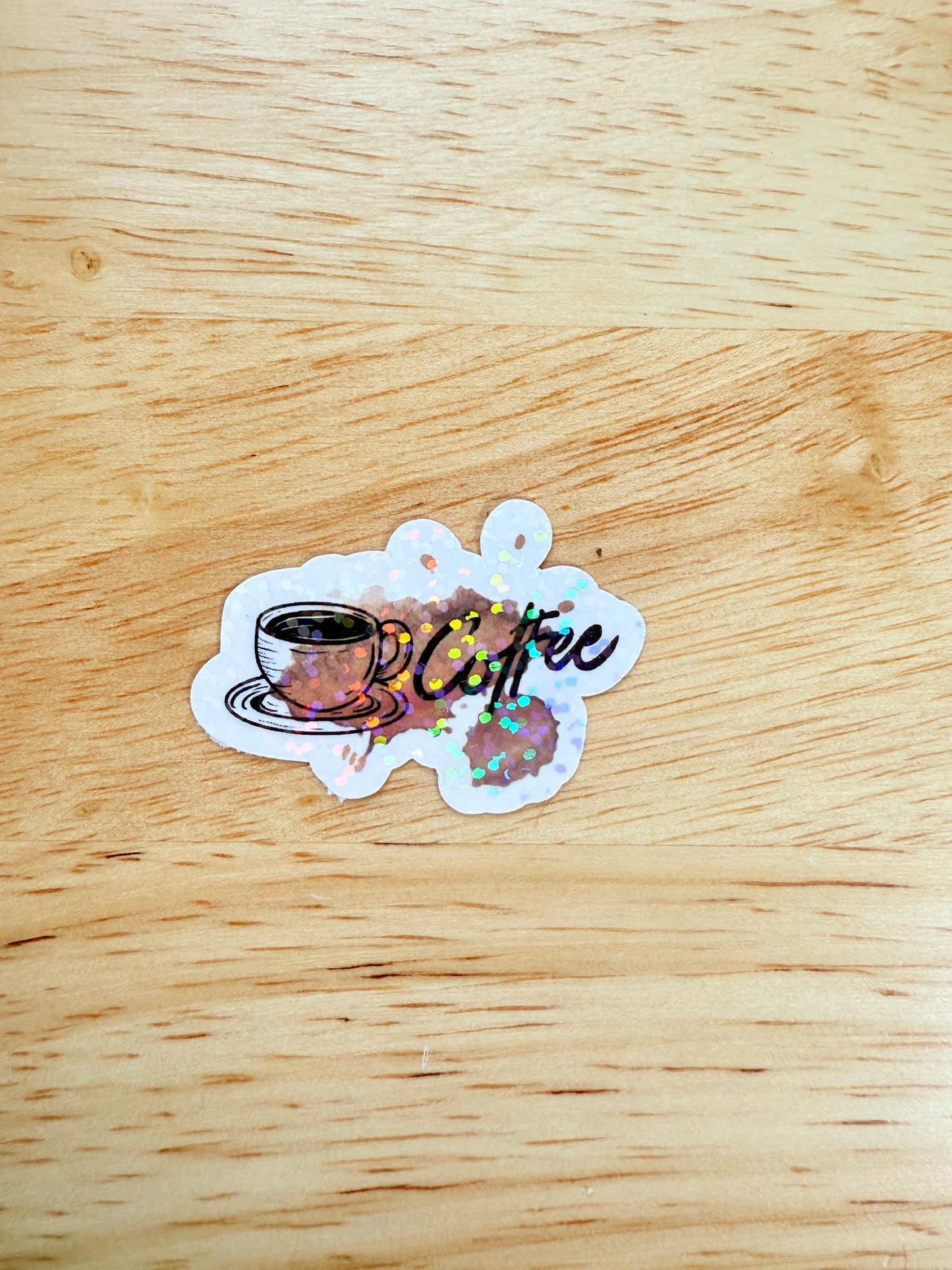 Holographic Coffee Vinyl Sticker – Cute Drink Decal for Journals & Laptops - The Sticker Era