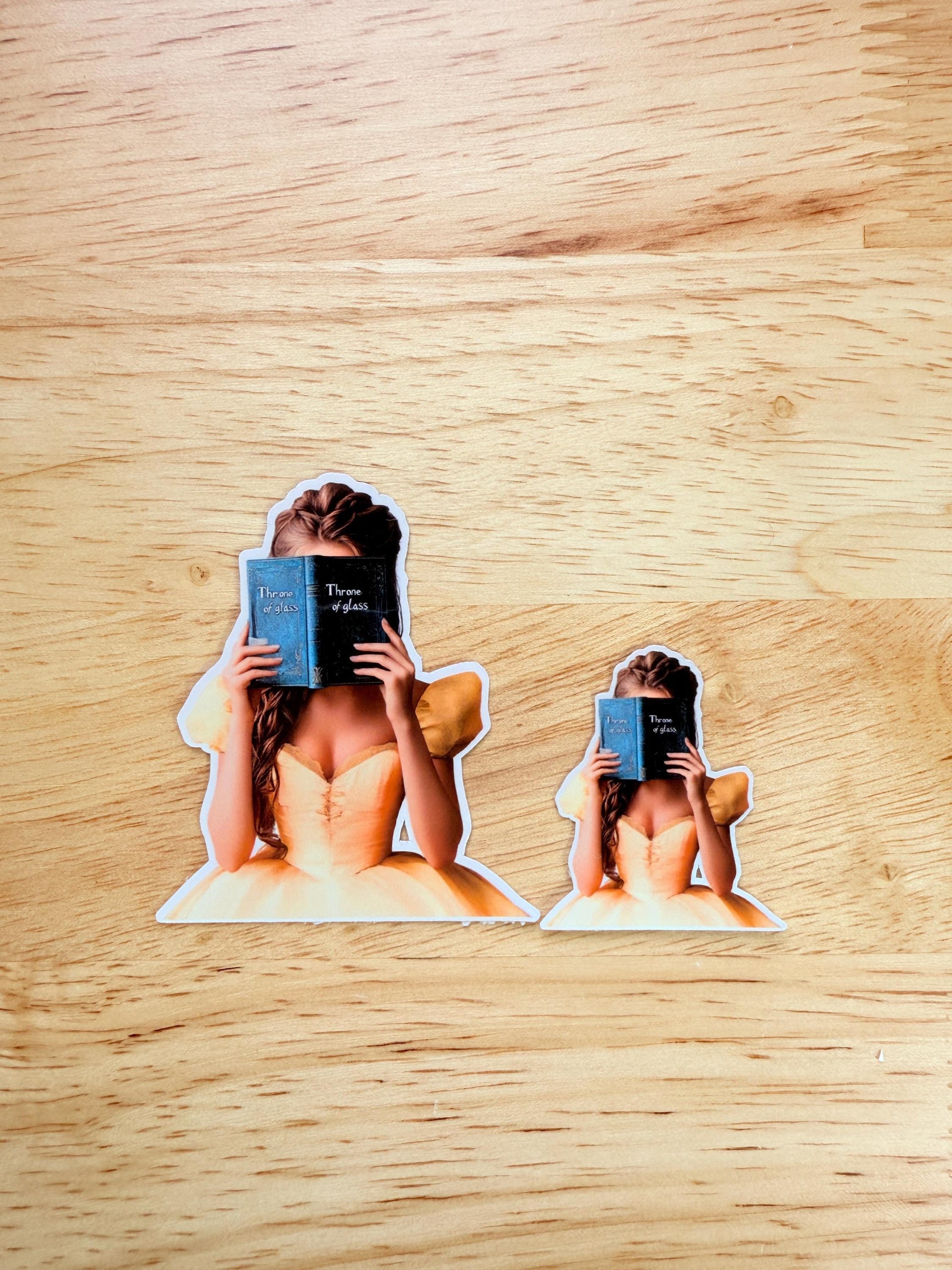 Belle Reading Throne of Glass Sticker – Bookish Vinyl Decal for Fantasy Fans & Journals - The Sticker Era