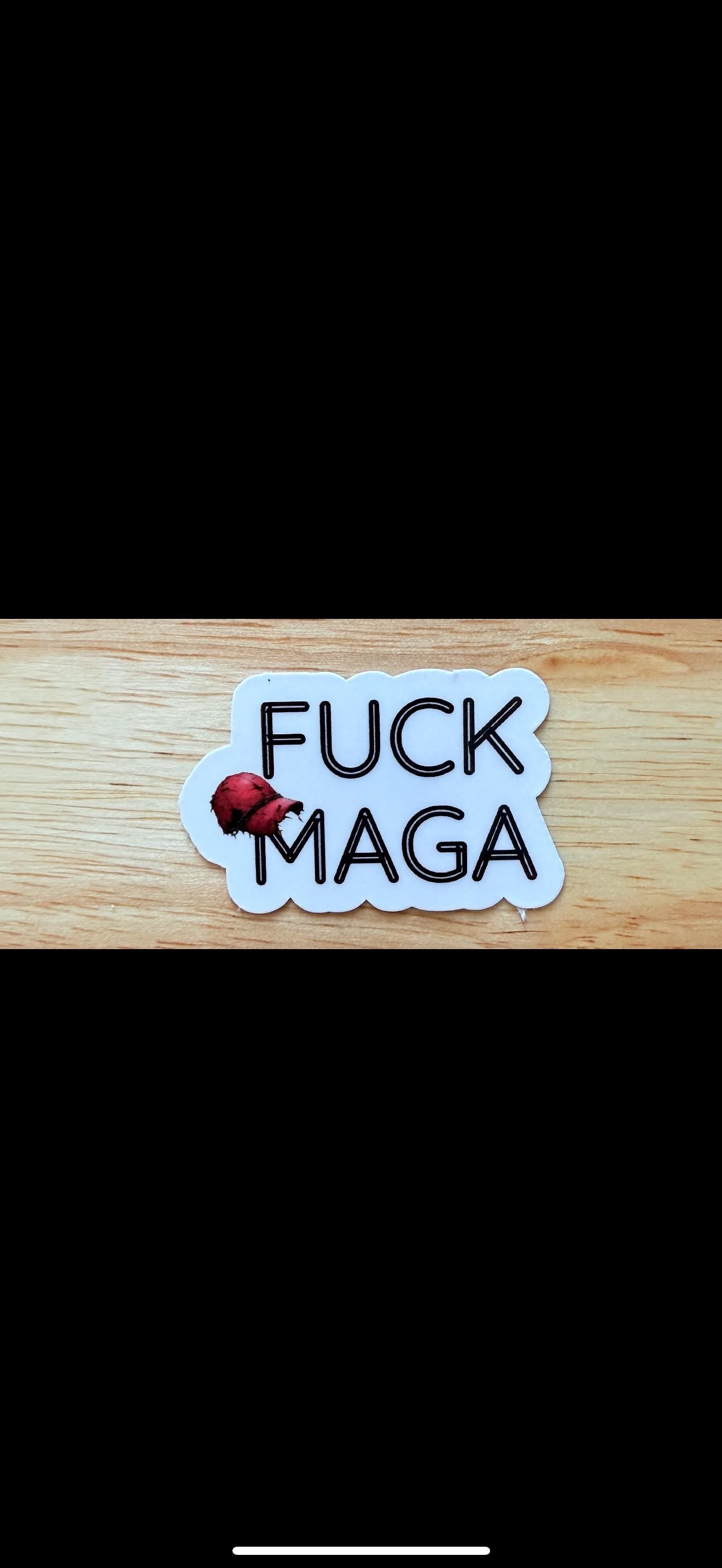 Anti MAGA Hat Sticker – Bold Political Vinyl Decal for Activists & Protestors - The Sticker Era