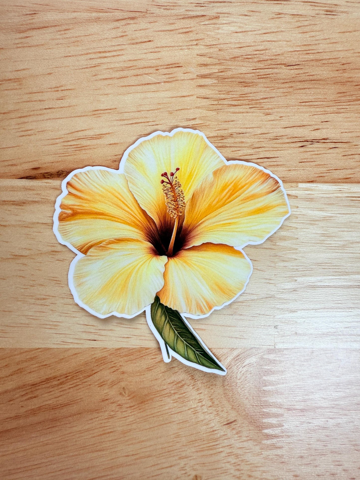 Vibrant Yellow Hibiscus Sticker – Tropical Floral Vinyl Decal for Journals, Laptops & Water Bottles - The Sticker Era