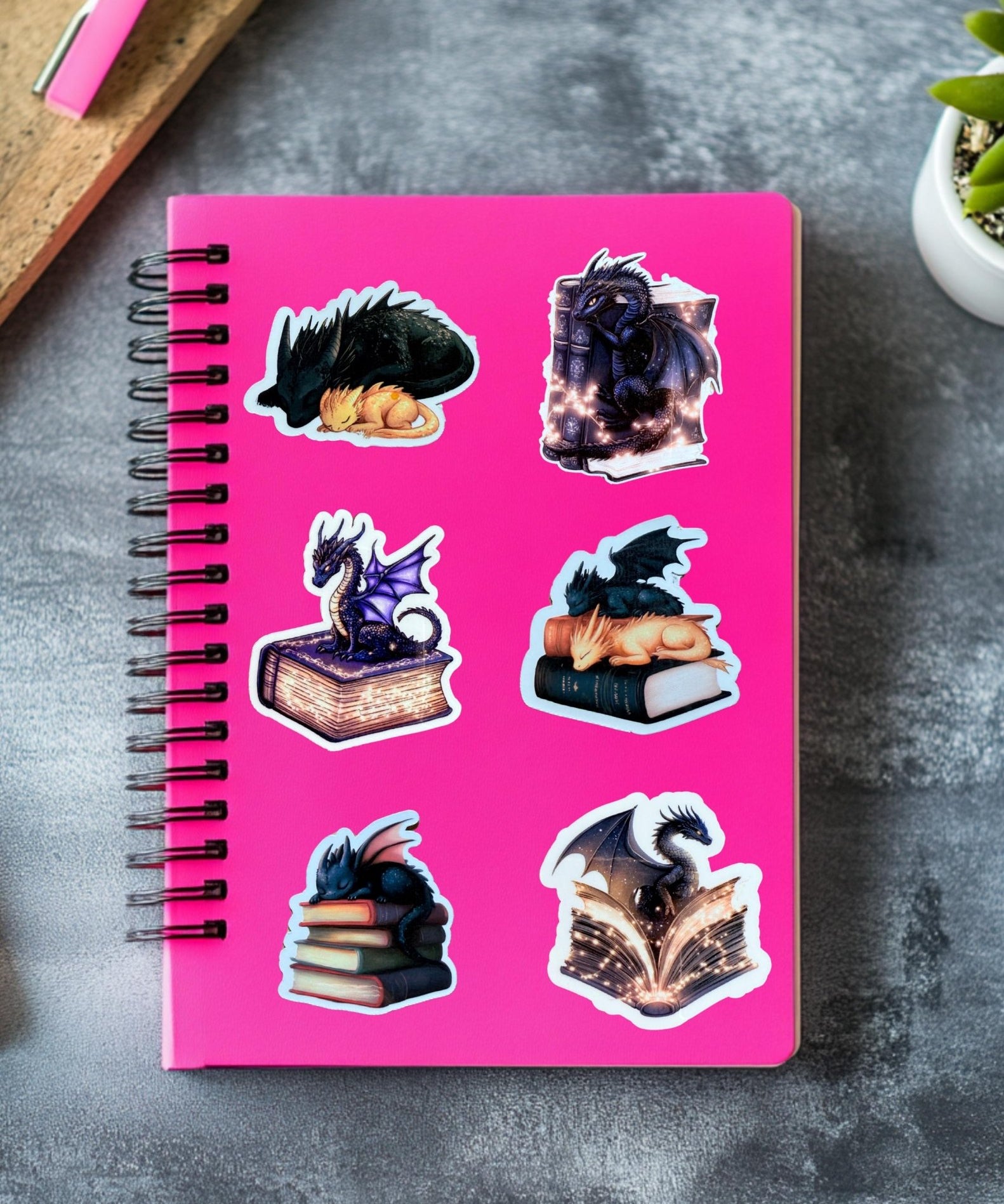 Bookish Dragon Sticker | Fantasy Reader Vinyl Decal Pack by The Sticker Era