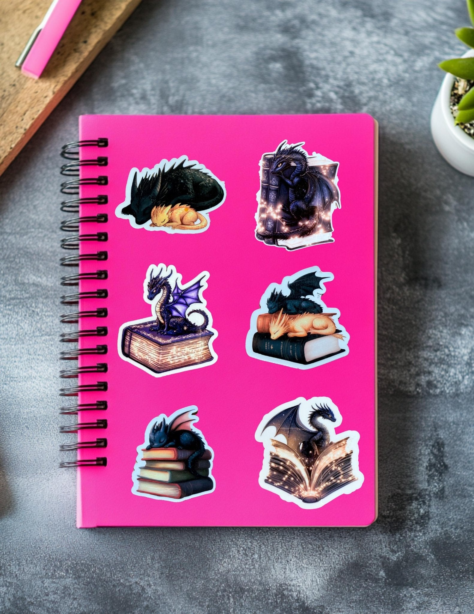 Bookish Dragon Sticker | Fantasy Reader Vinyl Decal Pack by The Sticker Era