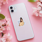 Princess Reading with White Wolf Sticker | Fantasy Vinyl Decal by The Sticker Era