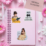 Princess Reading with White Wolf Sticker | Fantasy Vinyl Decal by The Sticker Era