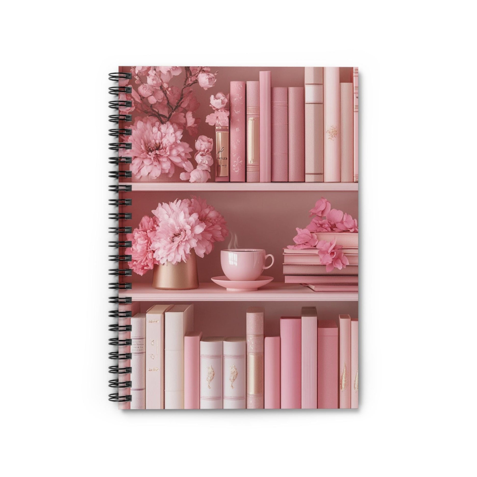 Blush Aesthetic Spiral Notebook | Floral Design, Cute Journal, Gift for Students, Reading Lover's Notebook, Office Supplies - The Sticker Era