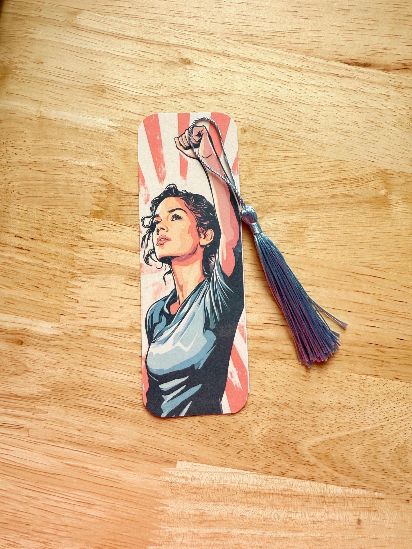 Feminist Power Bookmark | Motivational Vinyl Bookmark for Book Lovers & Journals | Raised Fist Empowering Reading Accessory | Choose Tassel or Plain - The Sticker Era