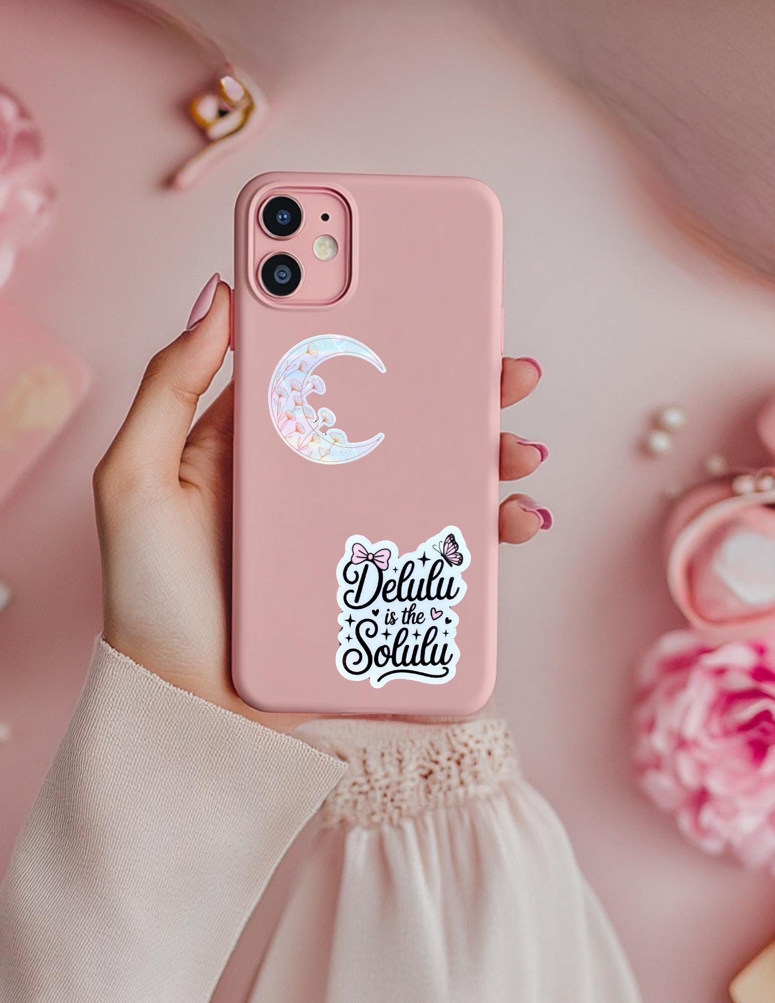 Holographic Moons Sticker – Celestial Vinyl Decal with Moon Phases for Journals, Laptops & Planners - The Sticker Era