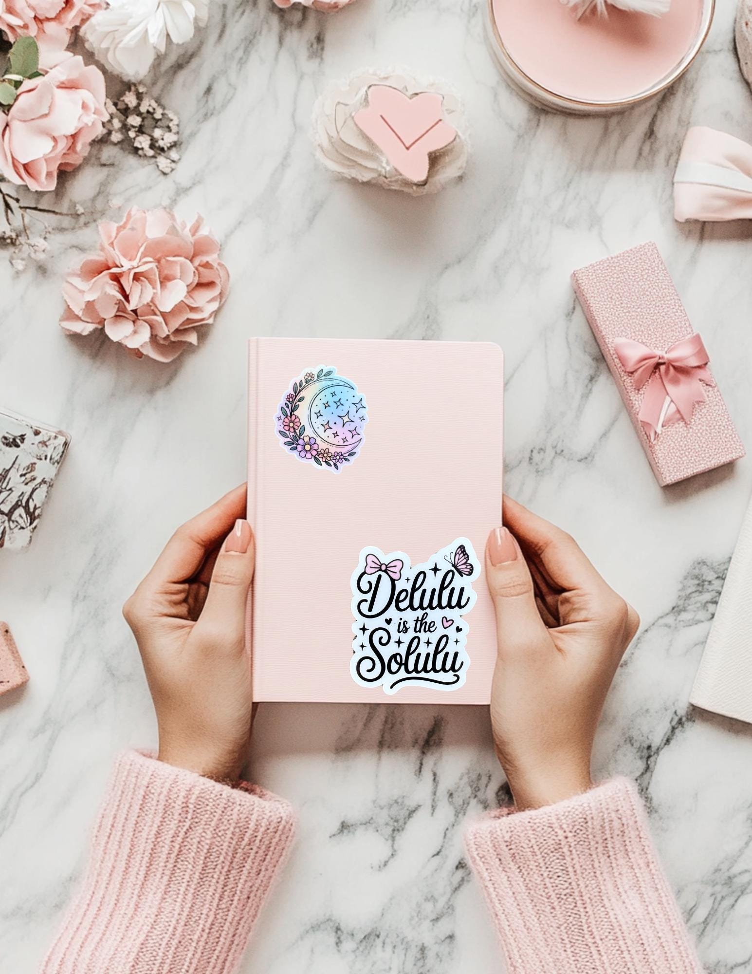 Holographic Moons Sticker – Celestial Vinyl Decal with Moon Phases for Journals, Laptops & Planners - The Sticker Era
