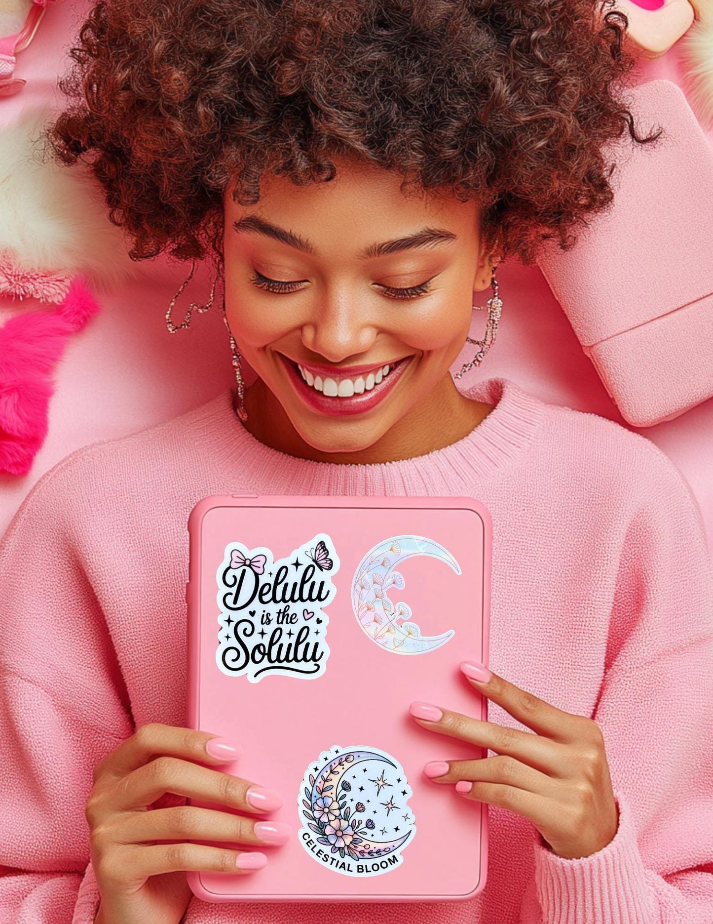 Holographic Moons Sticker – Celestial Vinyl Decal with Moon Phases for Journals, Laptops & Planners - The Sticker Era