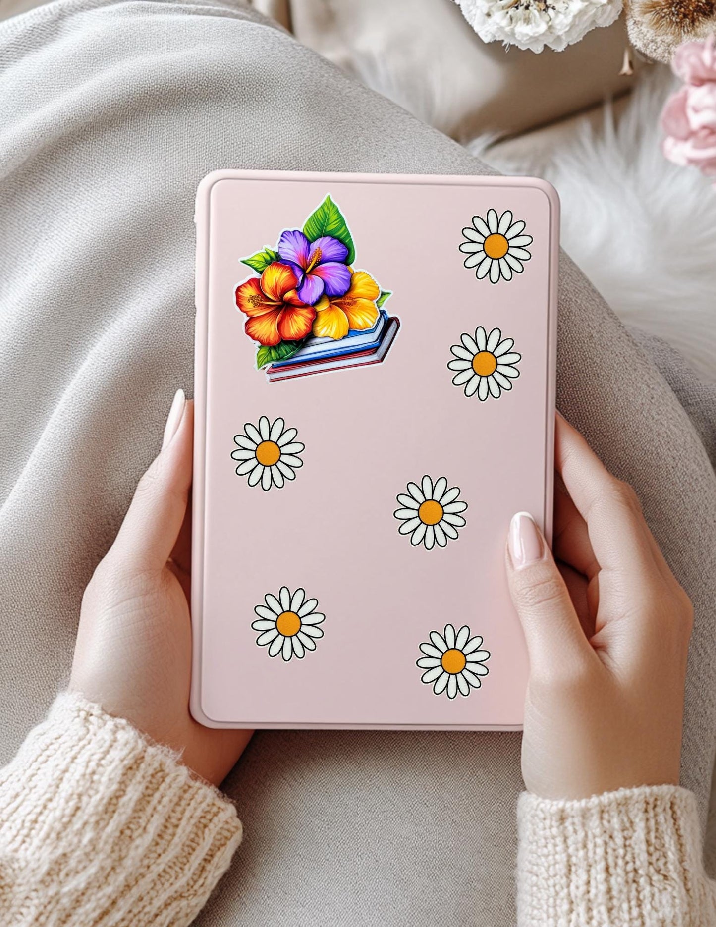 Aesthetic White Floral Sticker – Minimalist Vinyl Decal for Journals, Laptops & Planners - The Sticker Era