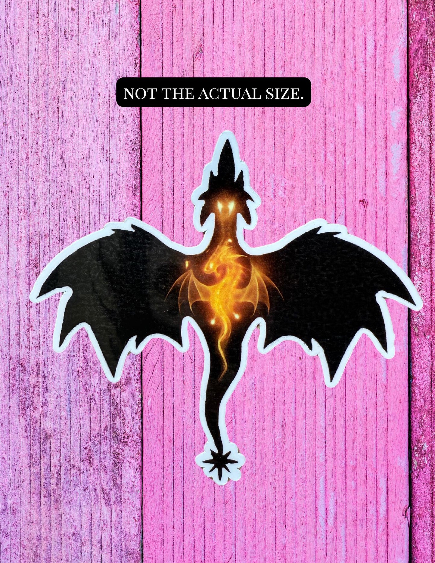 Tairn Andarna Fourth Wing dragon sticker on rustic wood by The Sticker Era