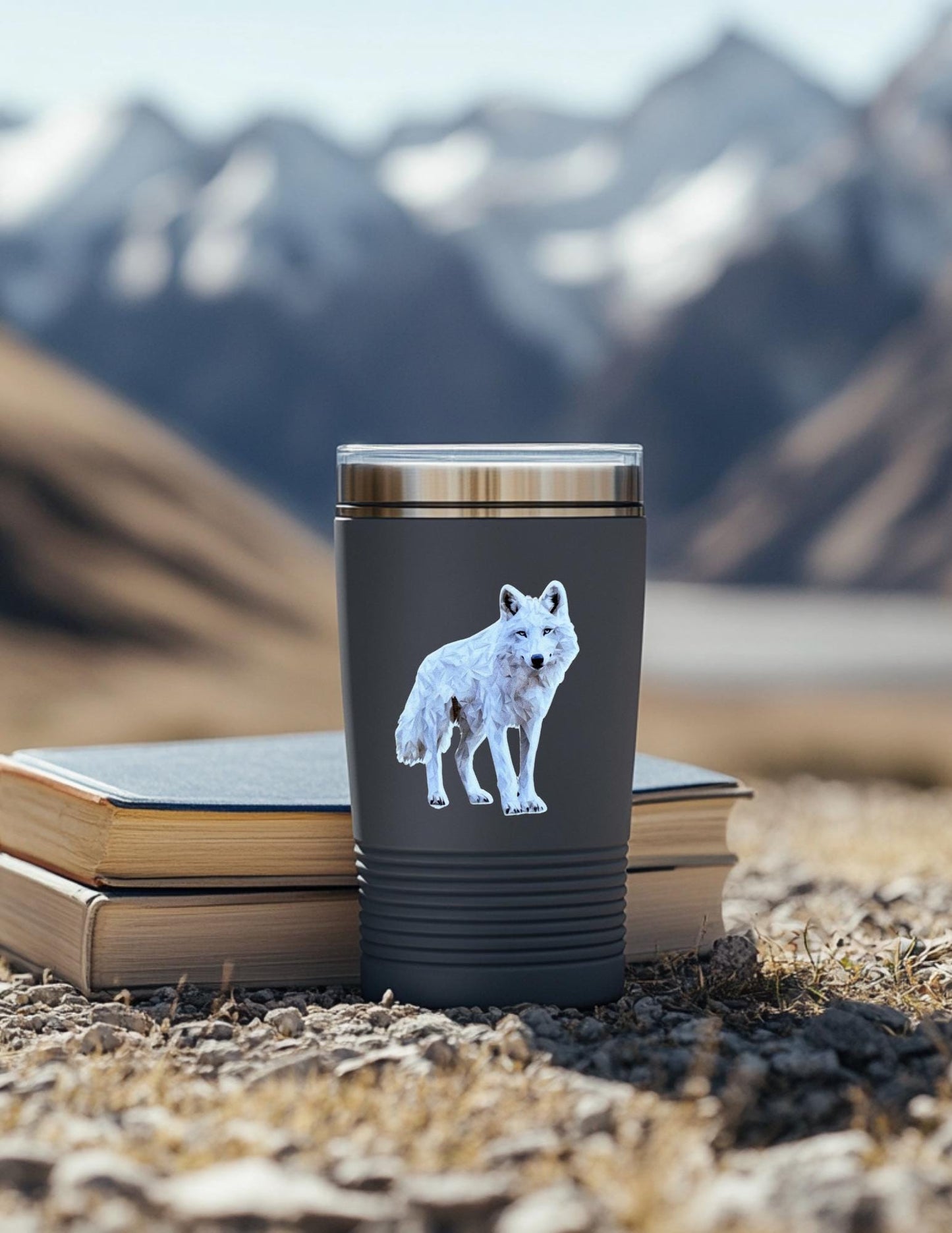 Geometric White Wolf Sticker – Modern Vinyl Decal for Journals, Laptops & Nature Lovers - The Sticker Era