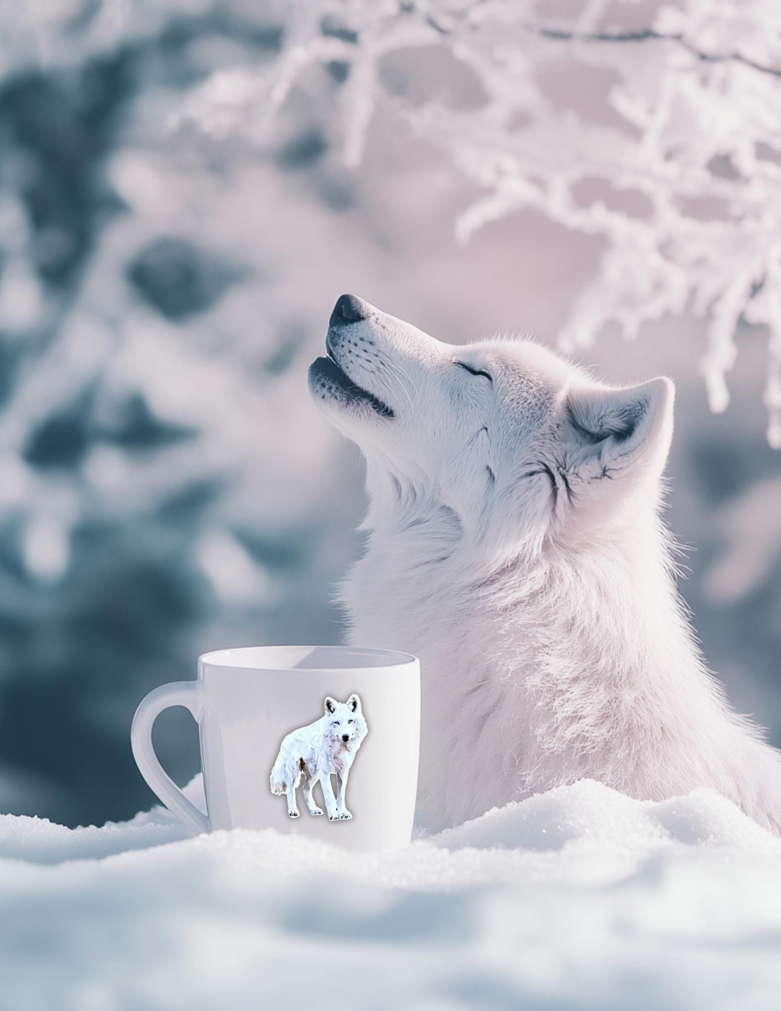 Geometric White Wolf Sticker – Modern Vinyl Decal for Journals, Laptops & Nature Lovers - The Sticker Era