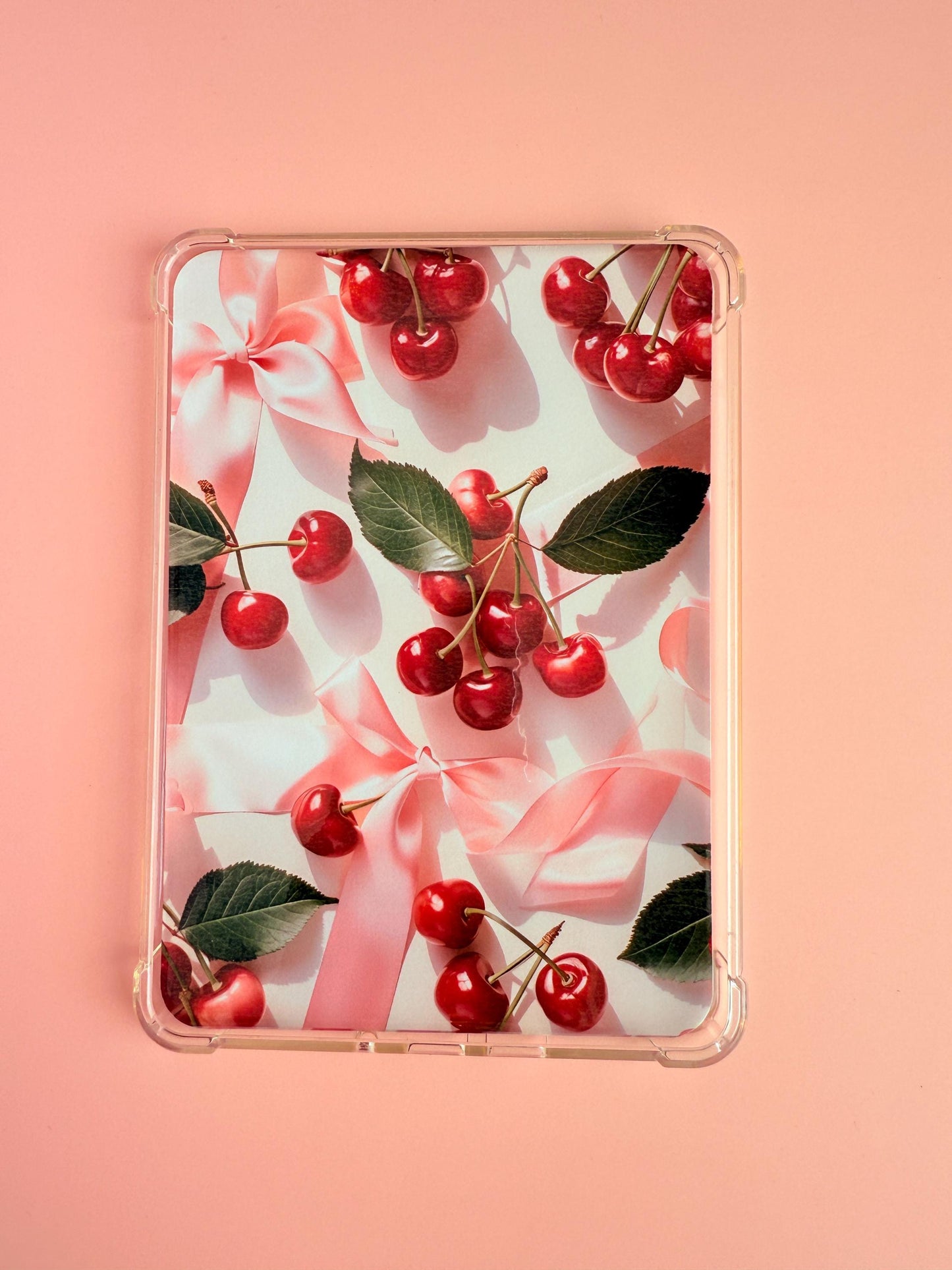 Cherry Coquette Kindle Insert – Shipped Kindle Case Decor, Bow & Cherry Aesthetic, Soft Girl Bookish Gift - The Sticker Era