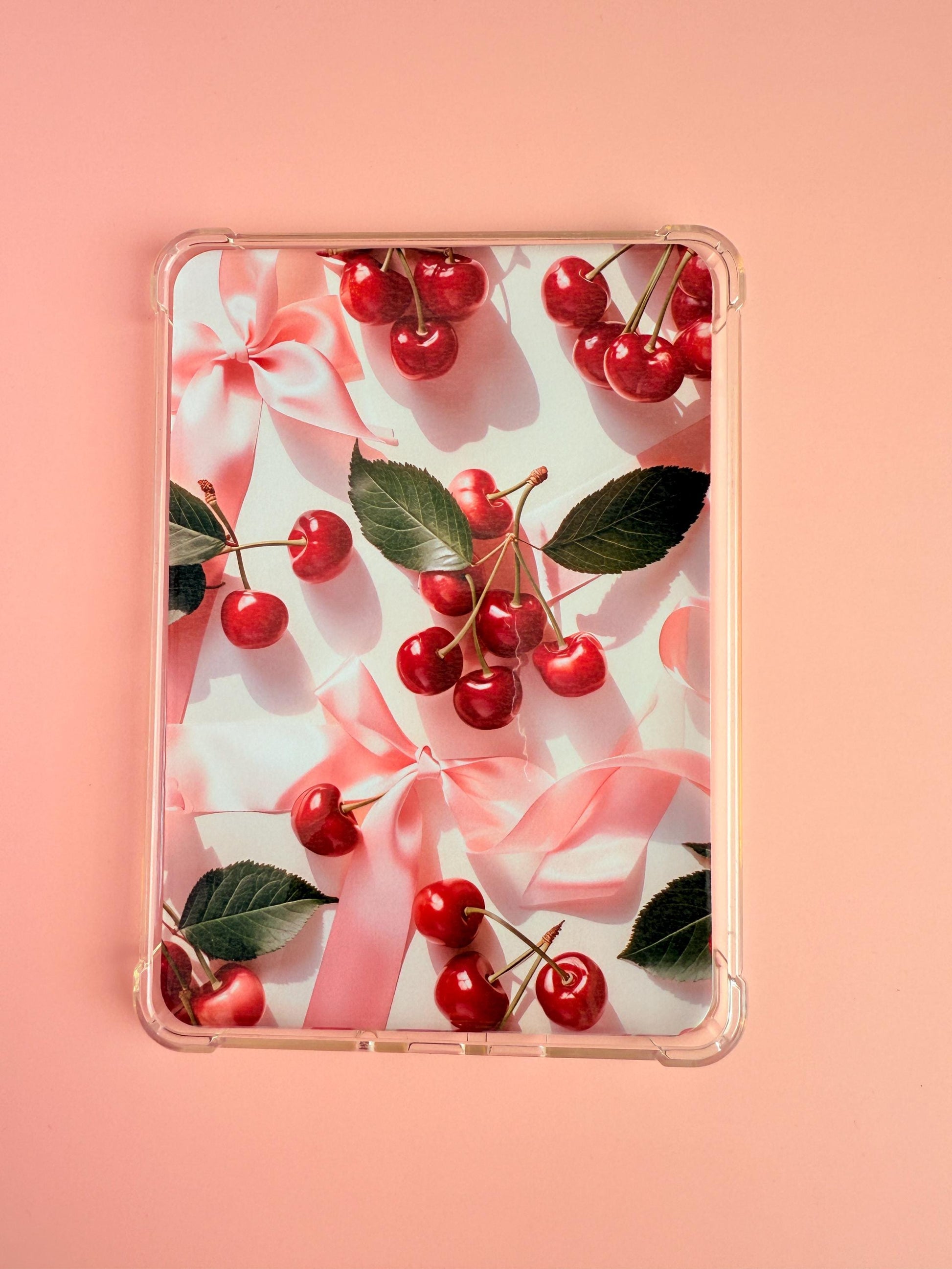 Cherry Coquette Kindle Insert – Shipped Kindle Case Decor, Bow & Cherry Aesthetic, Soft Girl Bookish Gift - The Sticker Era