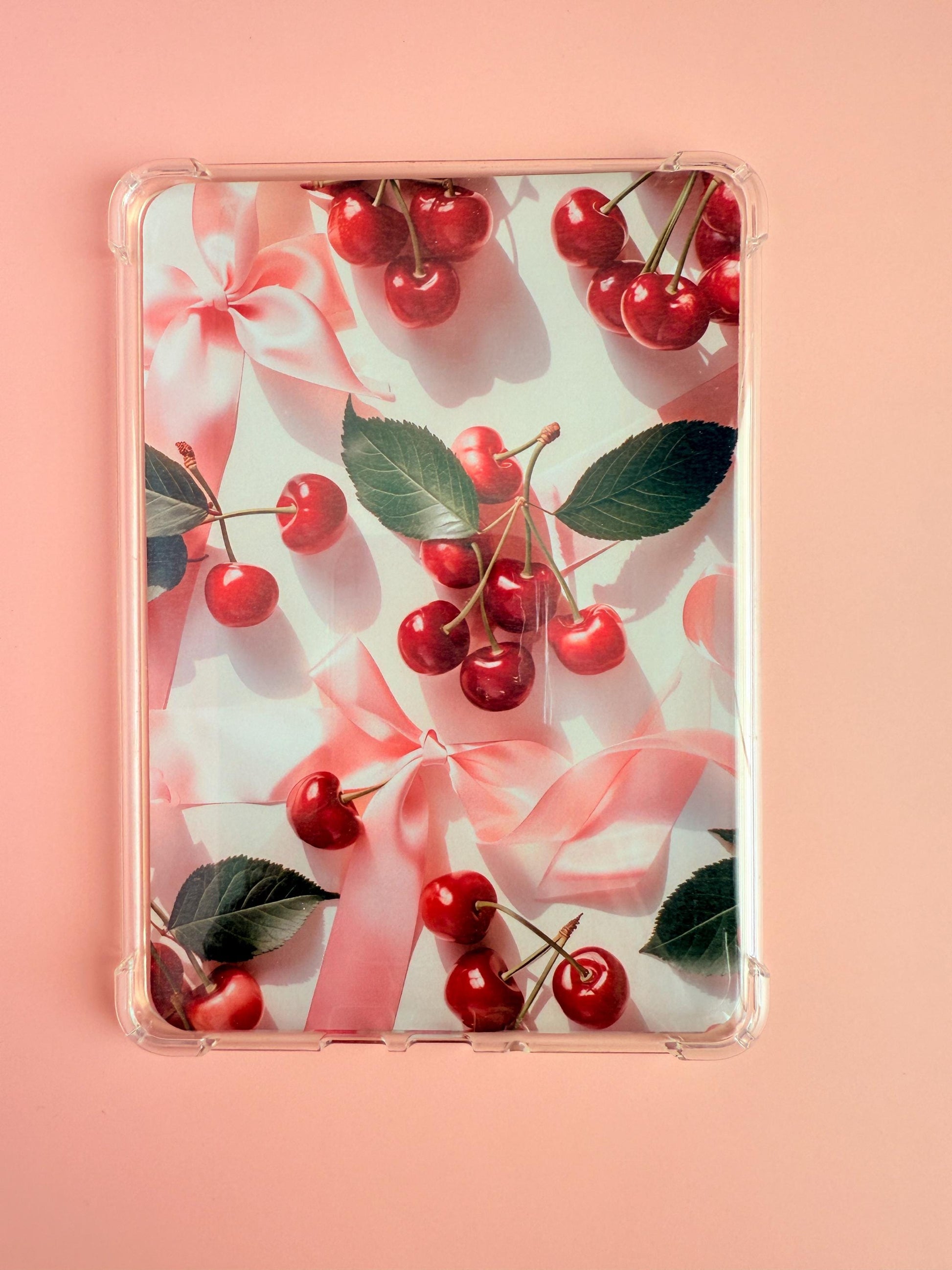 Cherry Coquette Kindle Insert – Shipped Kindle Case Decor, Bow & Cherry Aesthetic, Soft Girl Bookish Gift - The Sticker Era