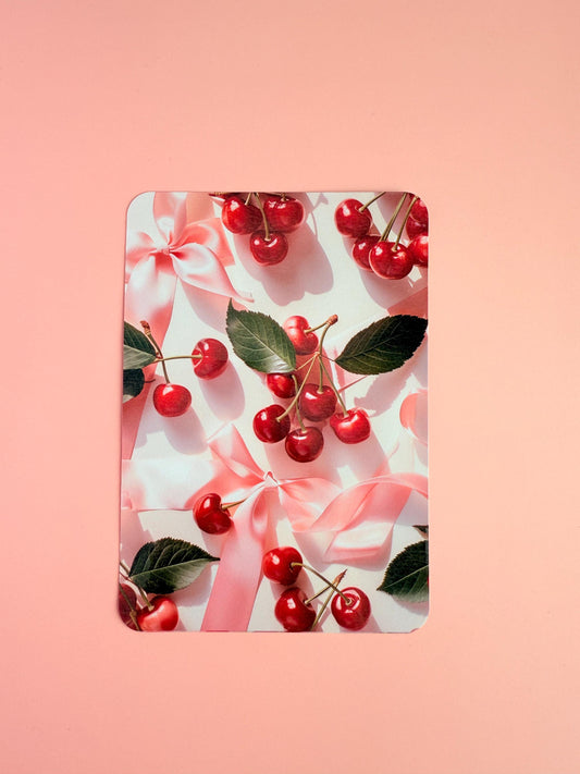 Cherry Coquette Kindle Insert – Shipped Kindle Case Decor, Bow & Cherry Aesthetic, Soft Girl Bookish Gift - The Sticker Era