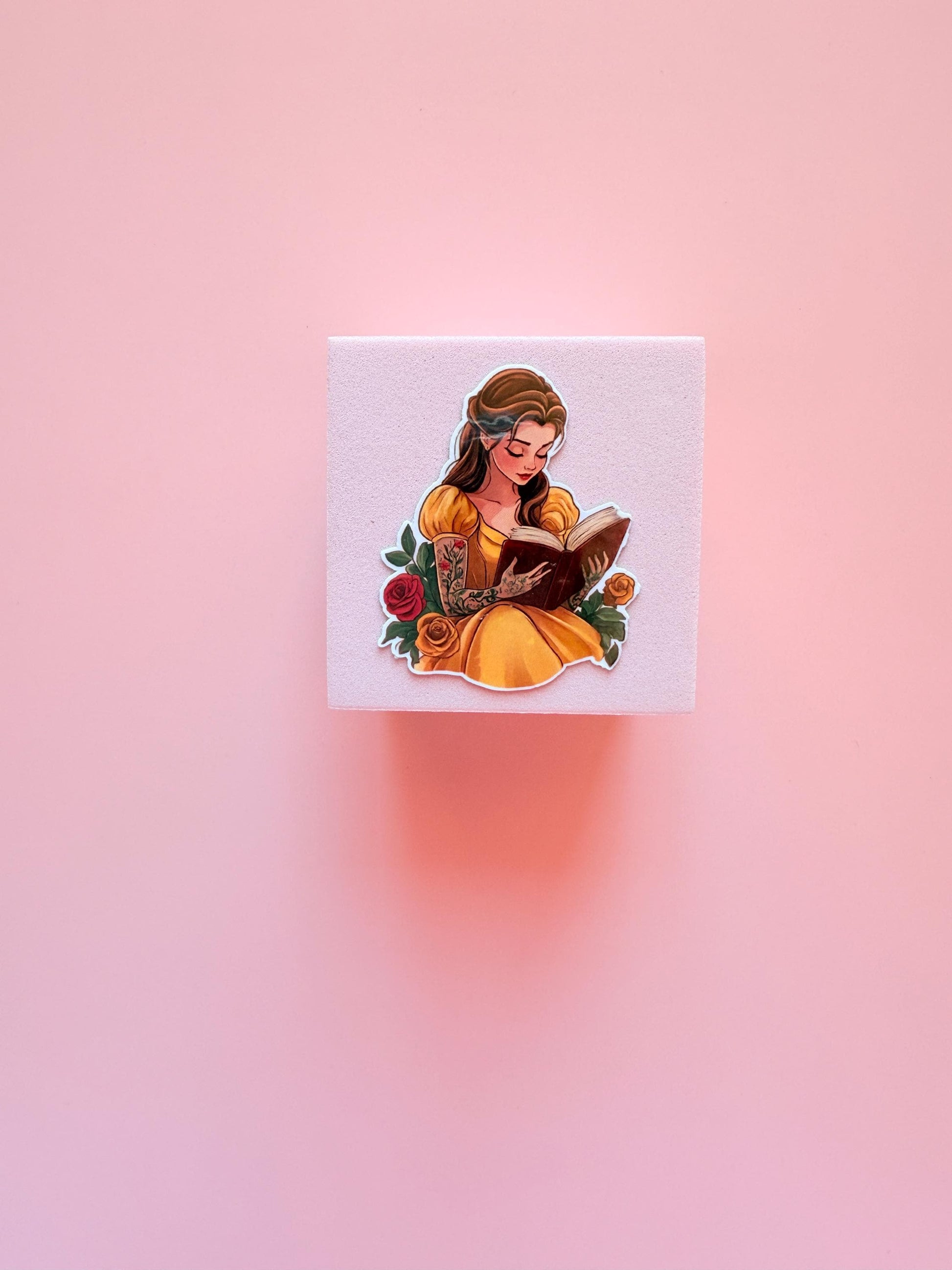 Belle Tattoo Sticker – Bookish Vinyl Decal Featuring a Tattooed Princess Reading Her Favorite Book - The Sticker Era