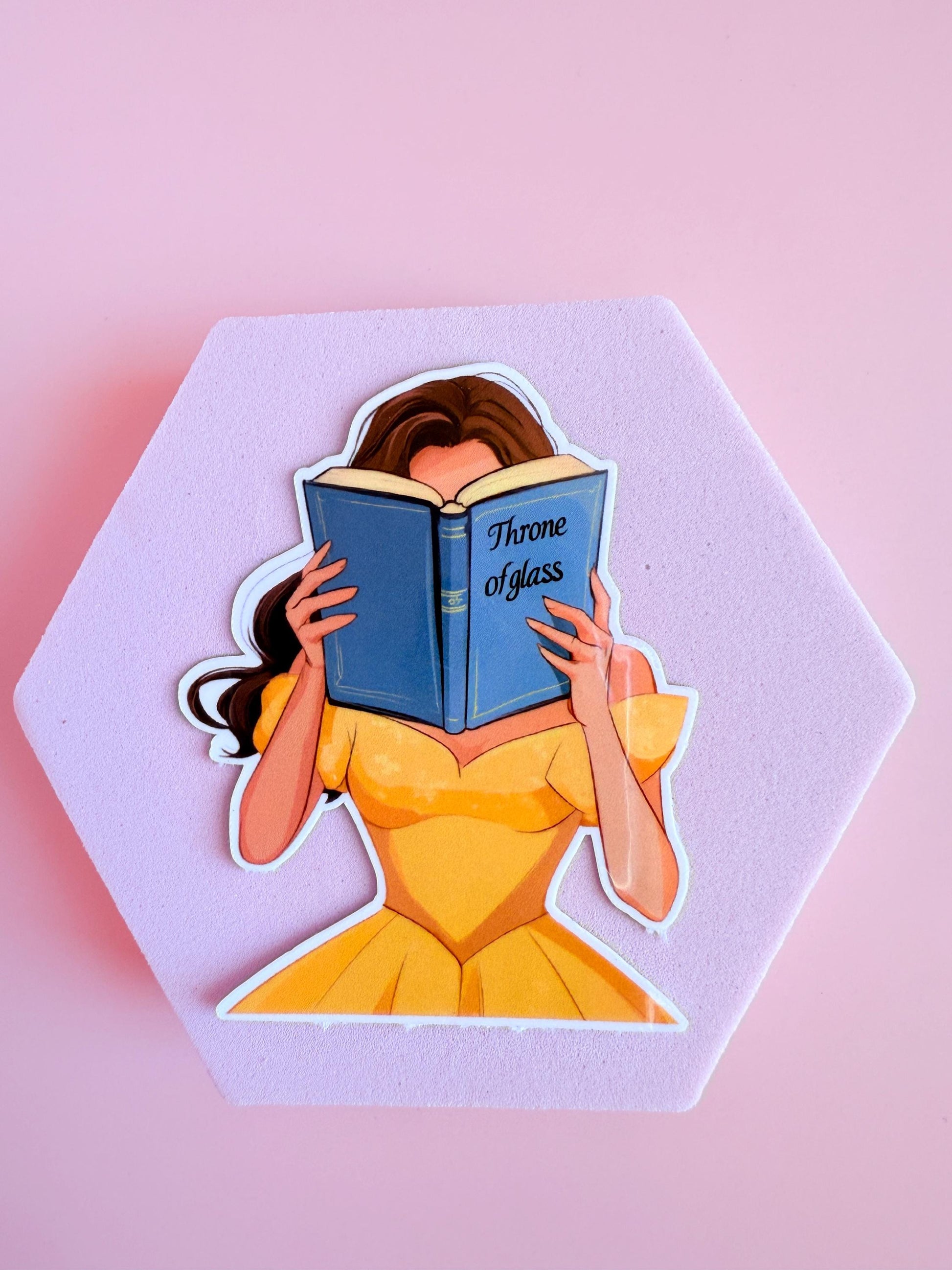Belle Reading Throne of Glass Sticker – Bookish Vinyl Decal for Fantasy Fans & Journals - The Sticker Era
