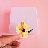Yellow Hibiscus Sticker | Tropical Floral Vinyl Decal by The Sticker Era